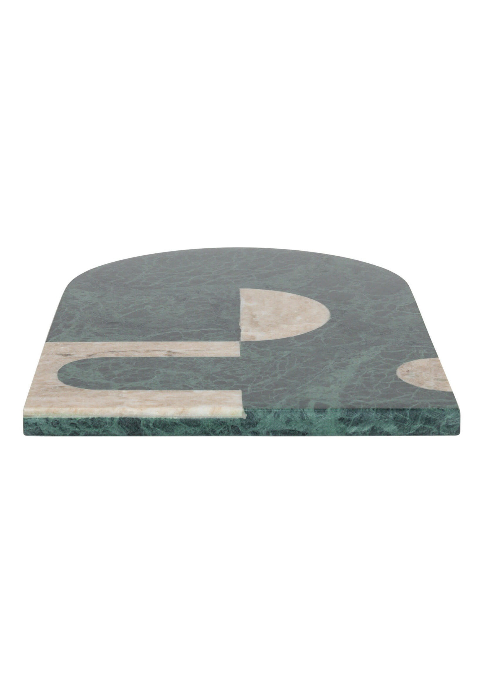 Marble Cheese/Cutting Board w/ Abstract Design, Buff Color & Green