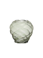 Twisted Glass Vase, Green 7-3/4" Round x 7-1/4"H