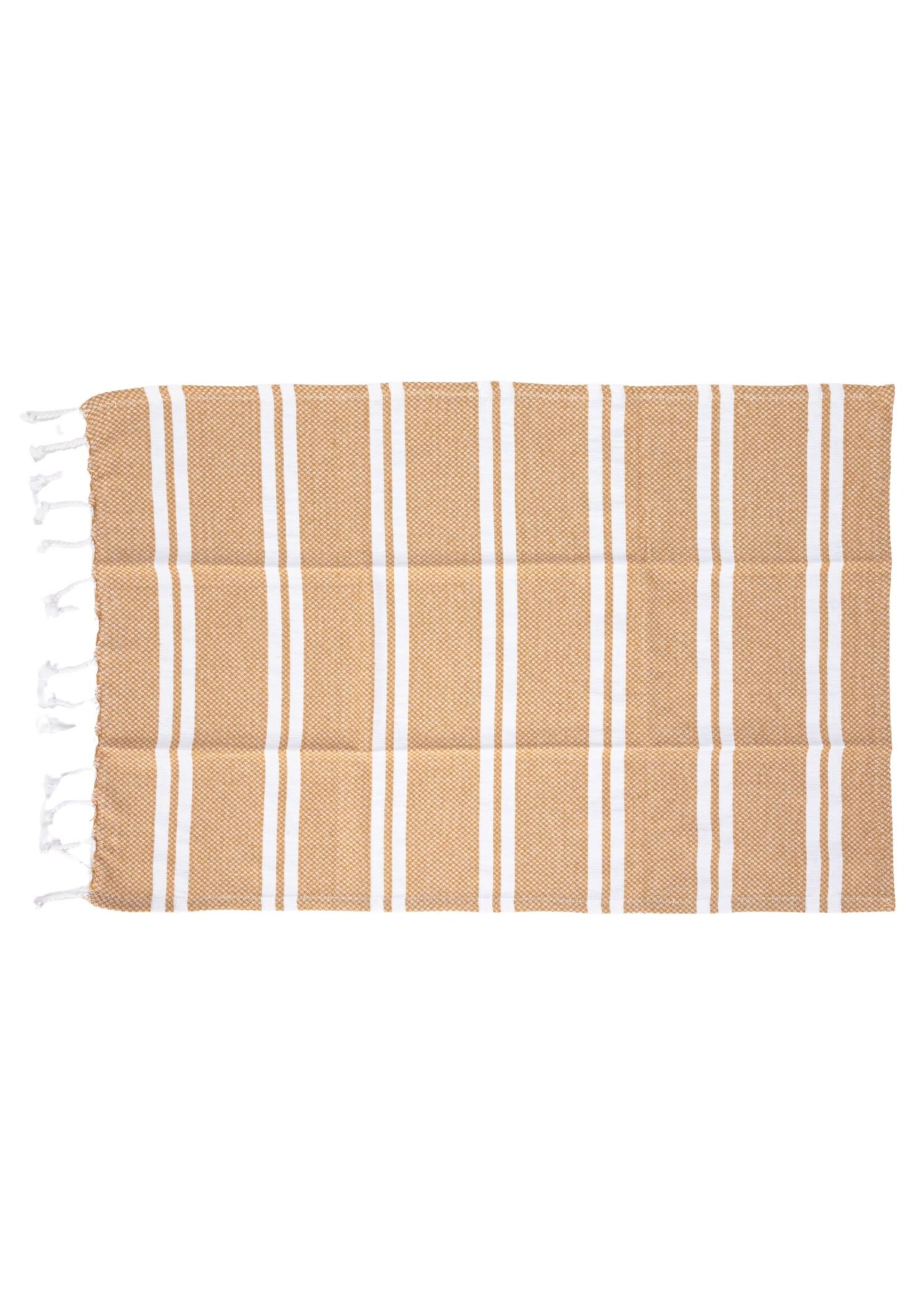 Woven Cotton Yarn Dyed Kitchen Towel w/ Stripes & Tassels, Set of 3