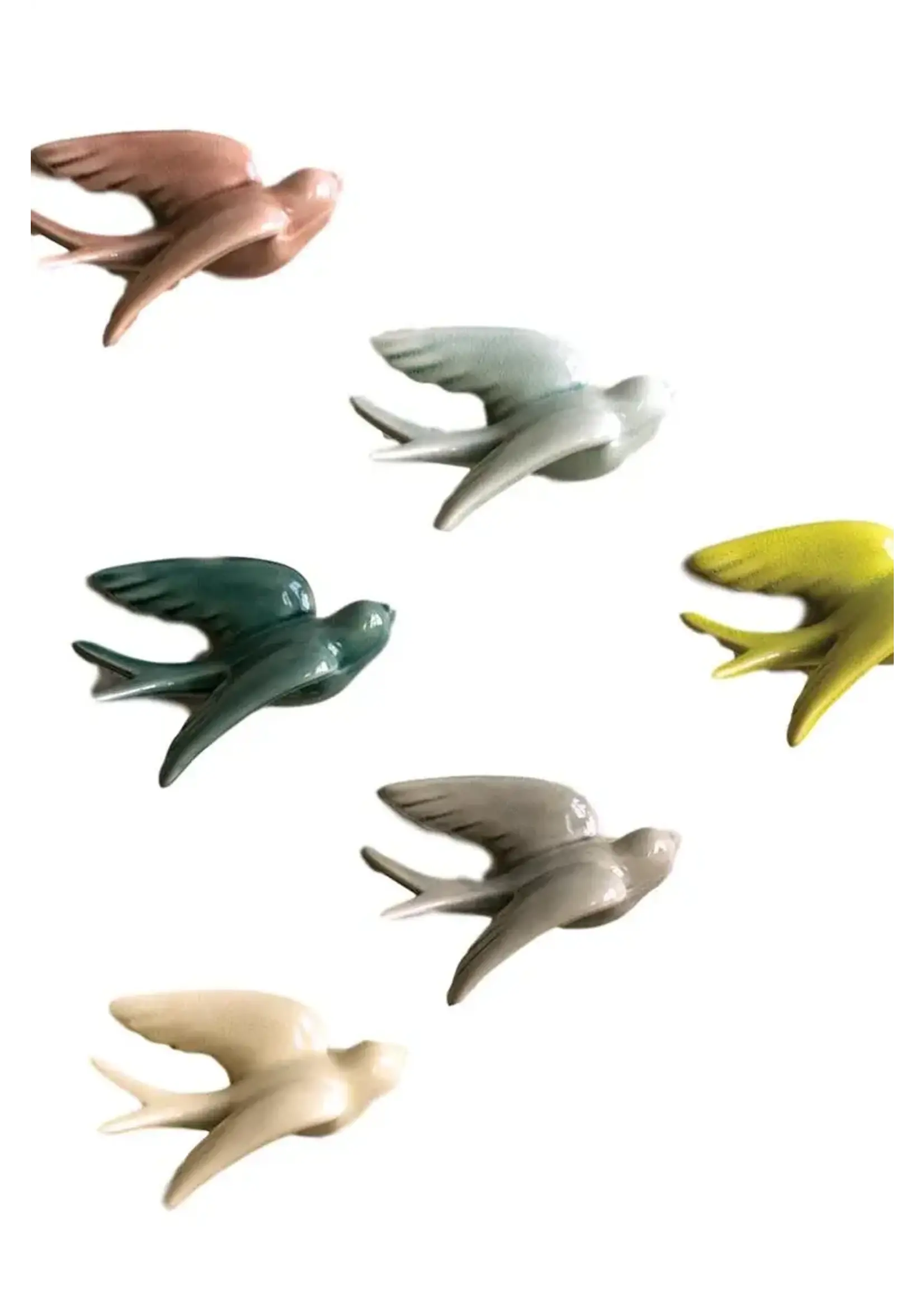 Kalalou Six Hanging Ceramic Swallows (Set of 6)