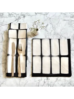 Sobremesa Black Cotton Dinner Napkins, Rectangle Itajime Design, Linen (set of 4)
