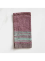 Sobremesa Brown with Teal Stripes Cotton Dinner Napkin, Table Linens (set of 4)