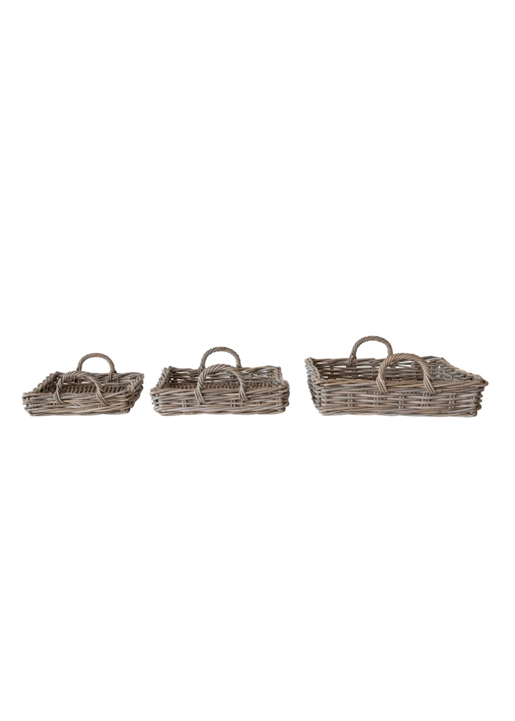 Woven Rattan Trays w/ Handles (Medium)