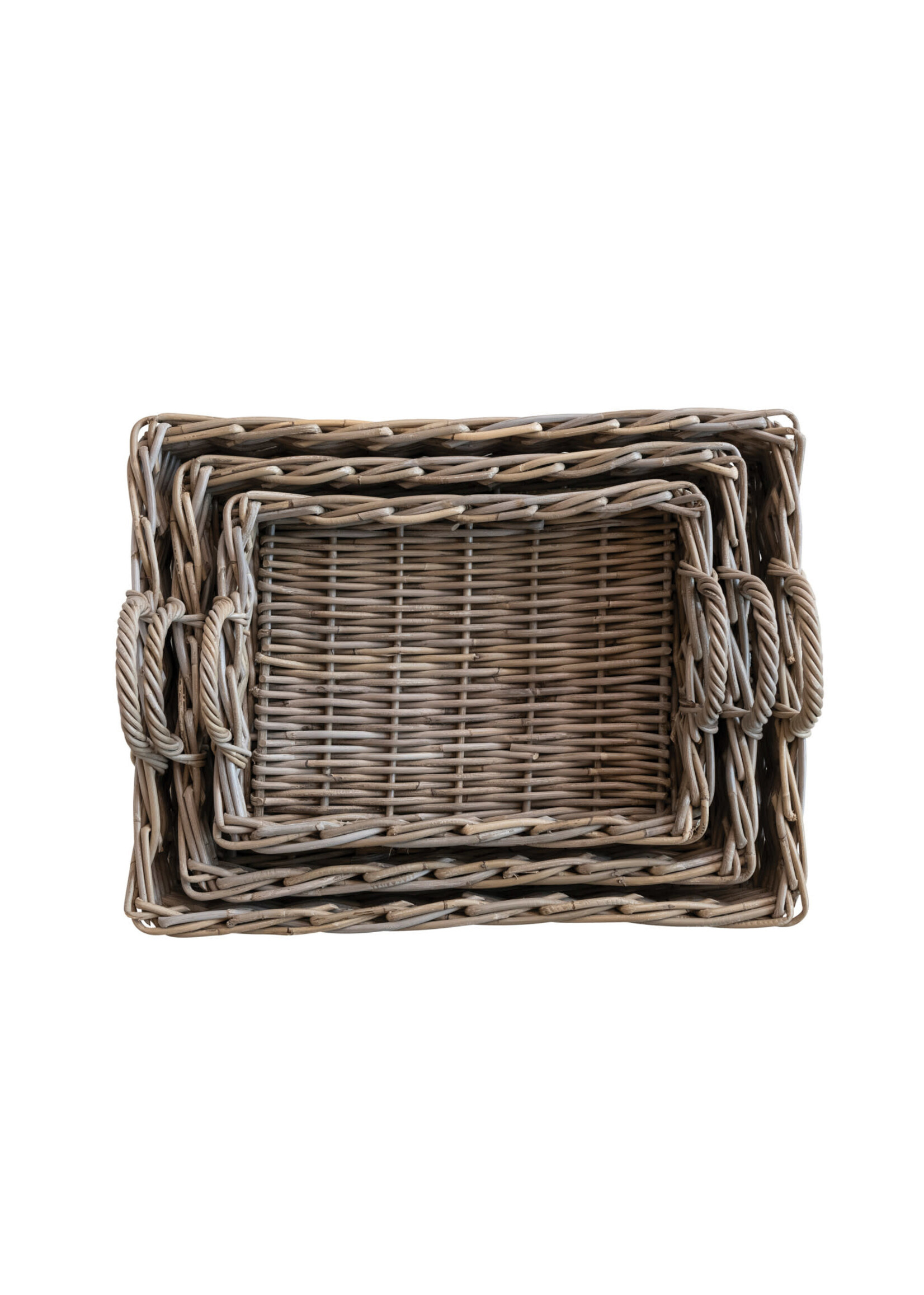 Woven Rattan Trays w/ Handles (Medium)