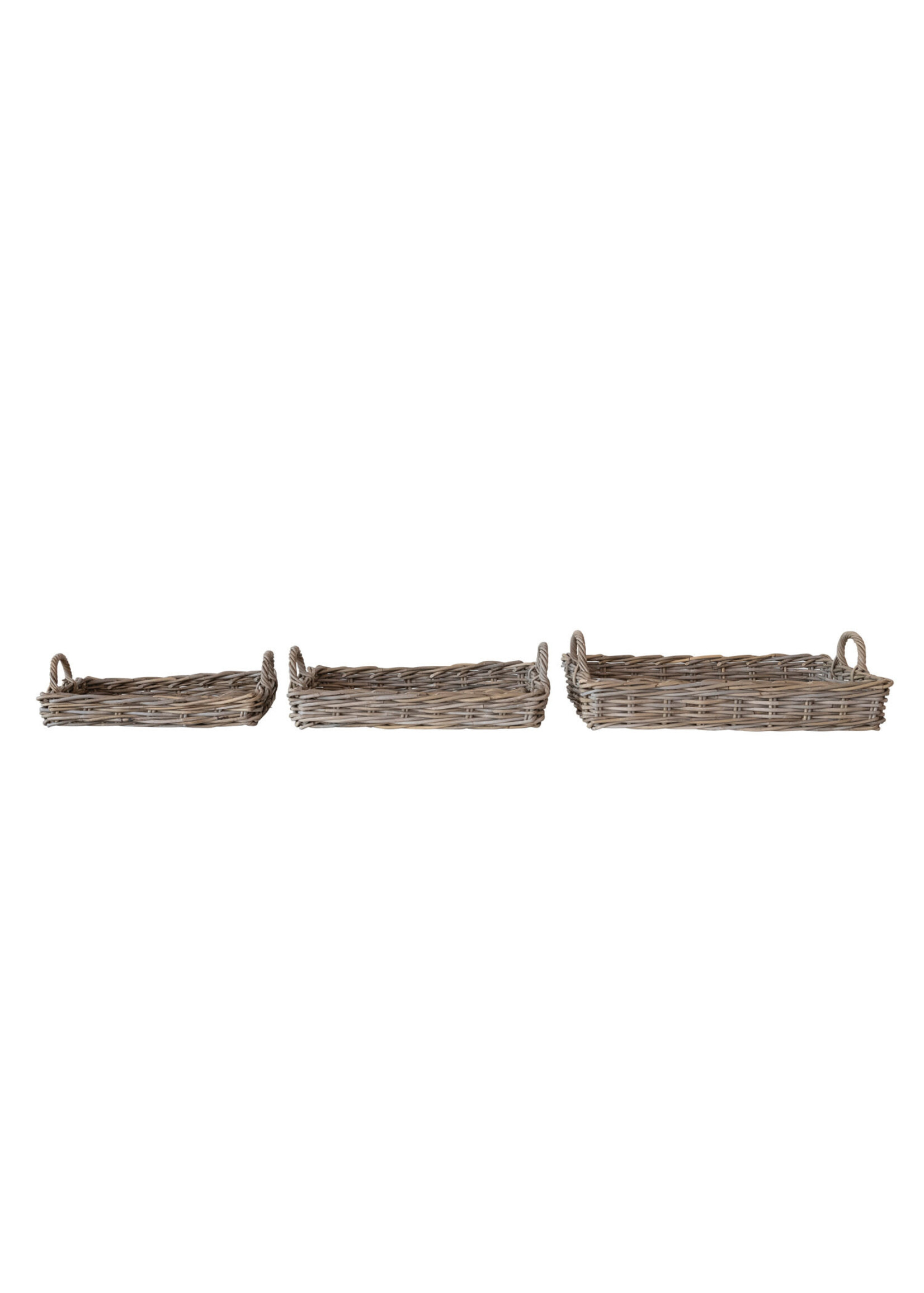 Woven Rattan Trays w/ Handles (Medium)