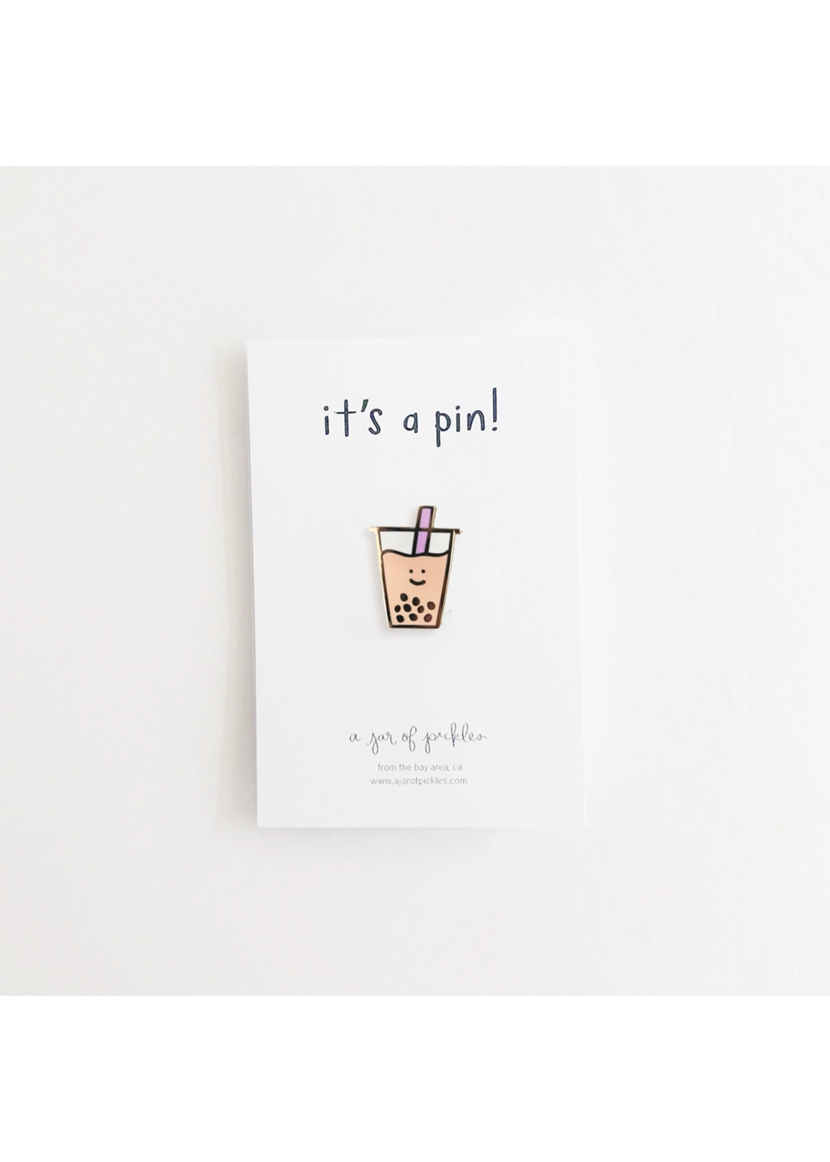 A Jar of Pickles 1" Hard Enamel Boba Lapel Pin (Lilac)