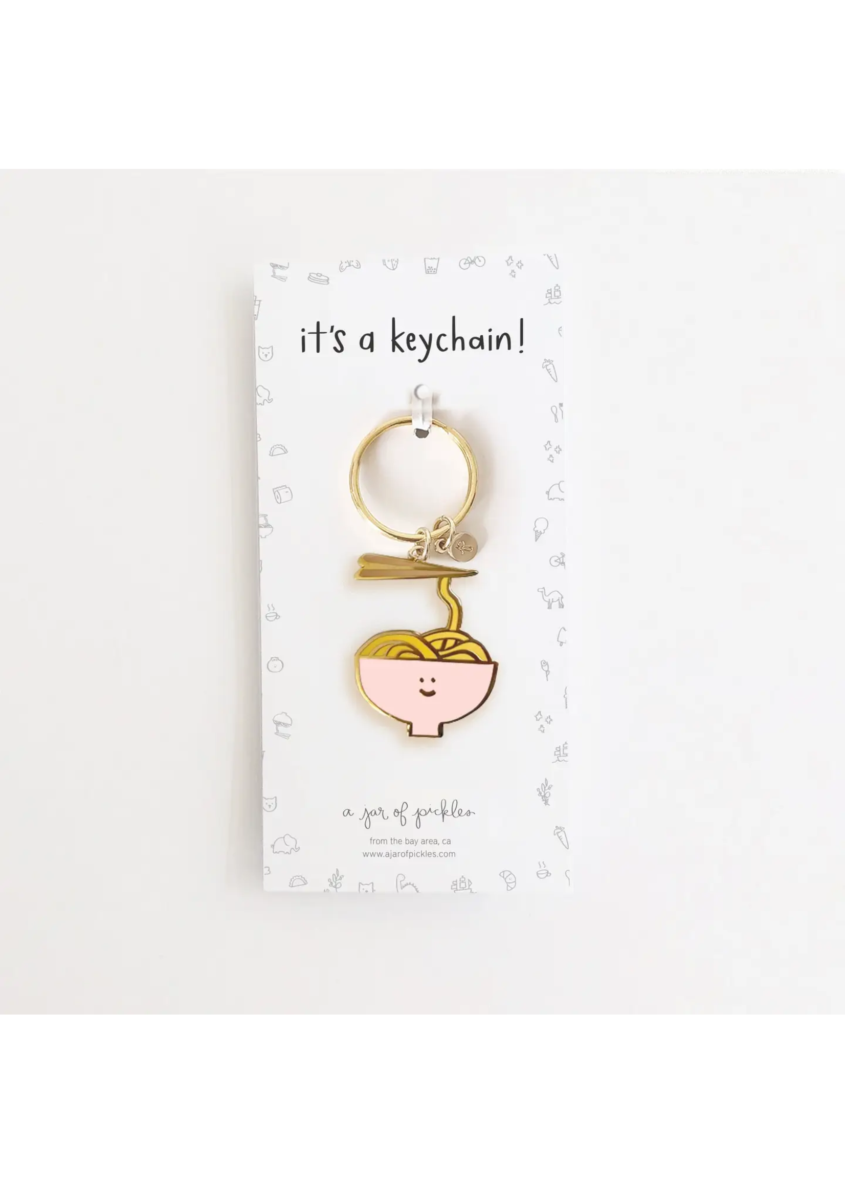 A Jar of Pickles Noodle Bowl Mini Bag Charm Enamel Keychain