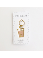 A Jar of Pickles Boba Charm Enamel Keychain (Pink)