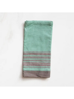 Sobremesa Teal with Brown Stripes Cotton Dinner Napkin (set of 4)