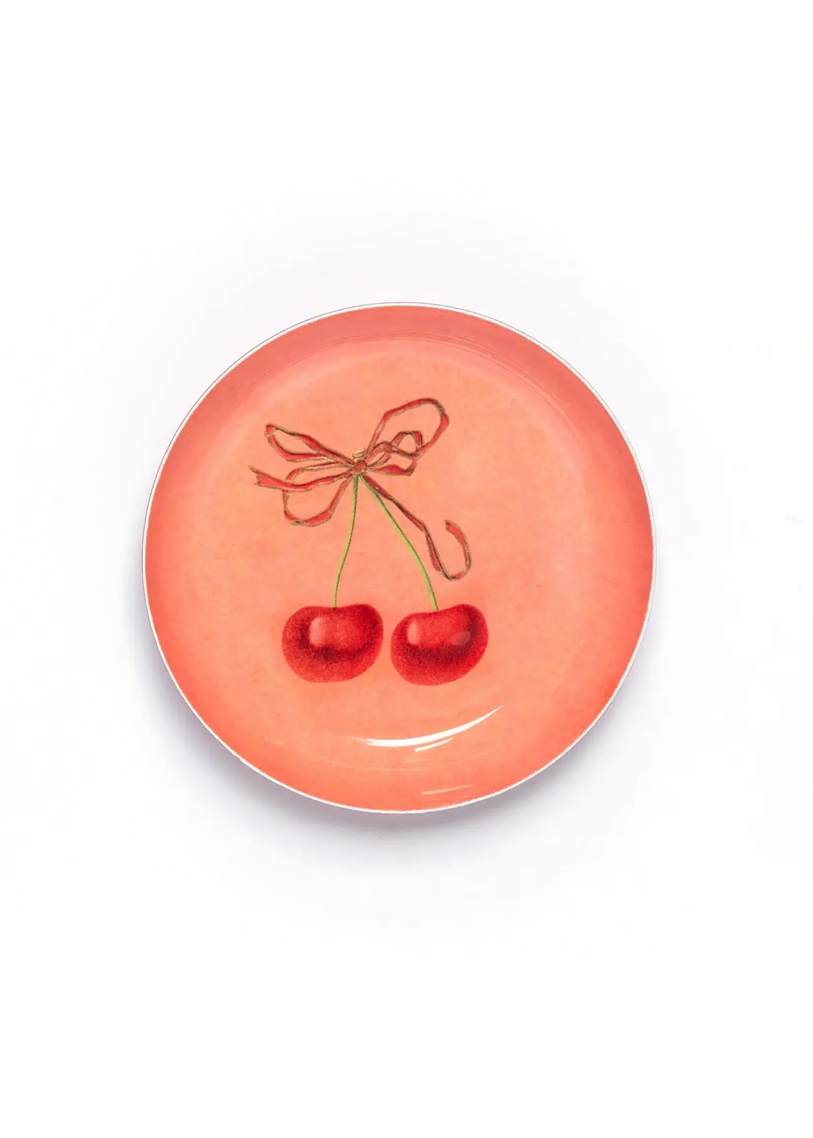 Rommytown Cherries Round Enamel Tray