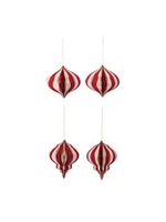 Paper Folding Honeycomb Ornament w/ Gold Glitter Edge, Cream Color & Red