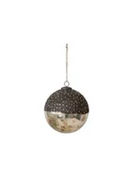 Mercury Glass Ball Ornament w/ Stars, Dipped Bronze & Silver Finish (large)