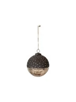 Mercury Glass Ball Ornament w/ Stars, Dipped Bronze & Silver Finish (medium)