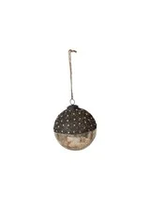 Mercury Glass Ball Ornament w/ Stars, Dipped Bronze & Silver Finish (small)