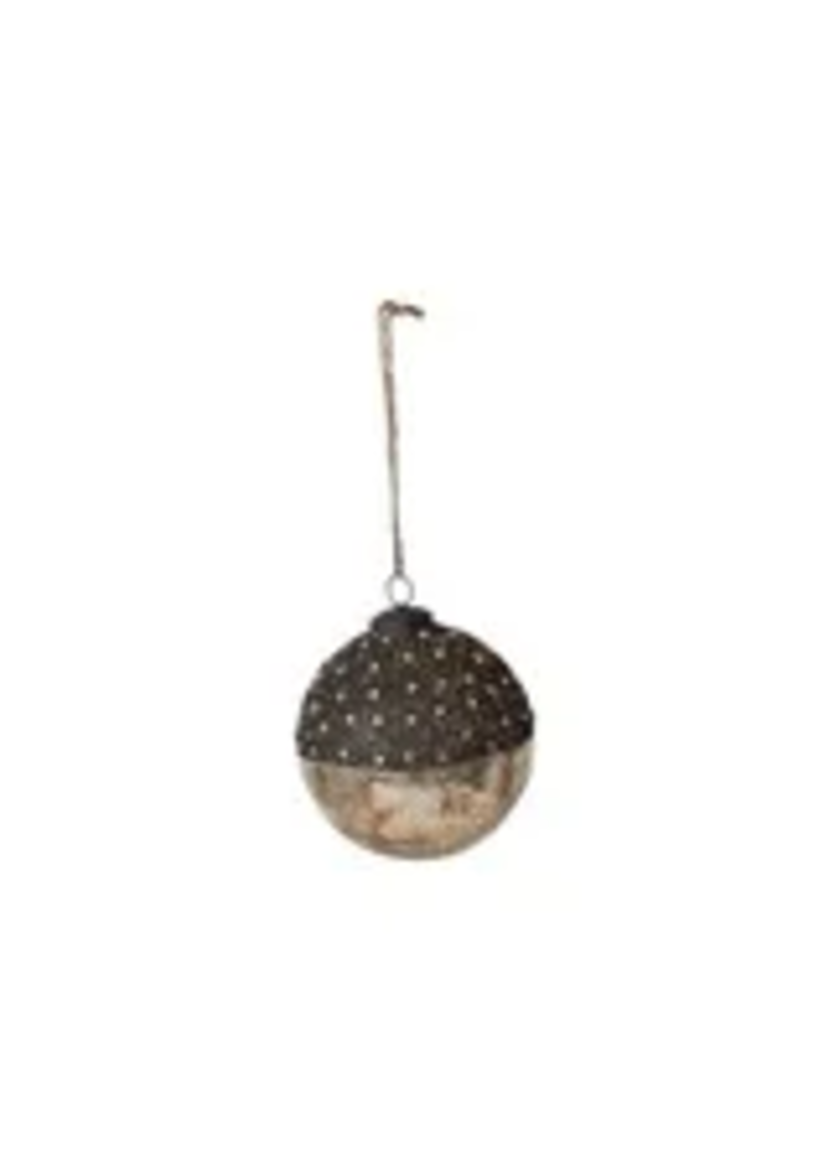 Mercury Glass Ball Ornament w/ Stars, Dipped Bronze & Silver Finish (small)