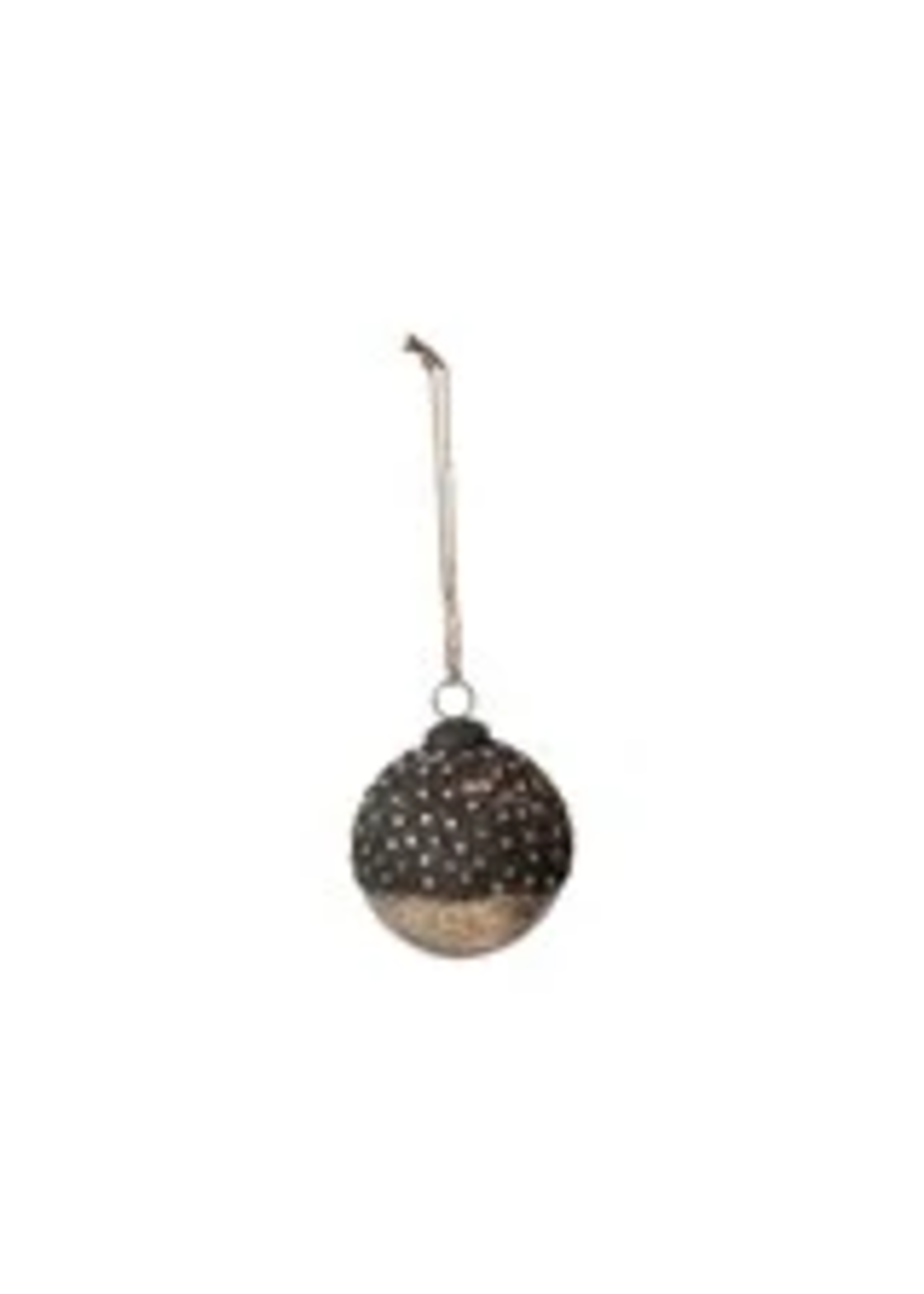 Mercury Glass Ball Ornament w/ Stars, Dipped Bronze & Silver Finish (xs)
