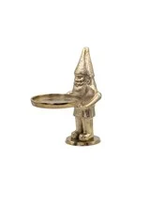 Cast Aluminum Gnome Holding Tray, Gold Finish