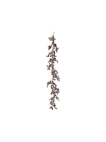Faux Garland with Berries, Snow Finish, Brown & Cream Color