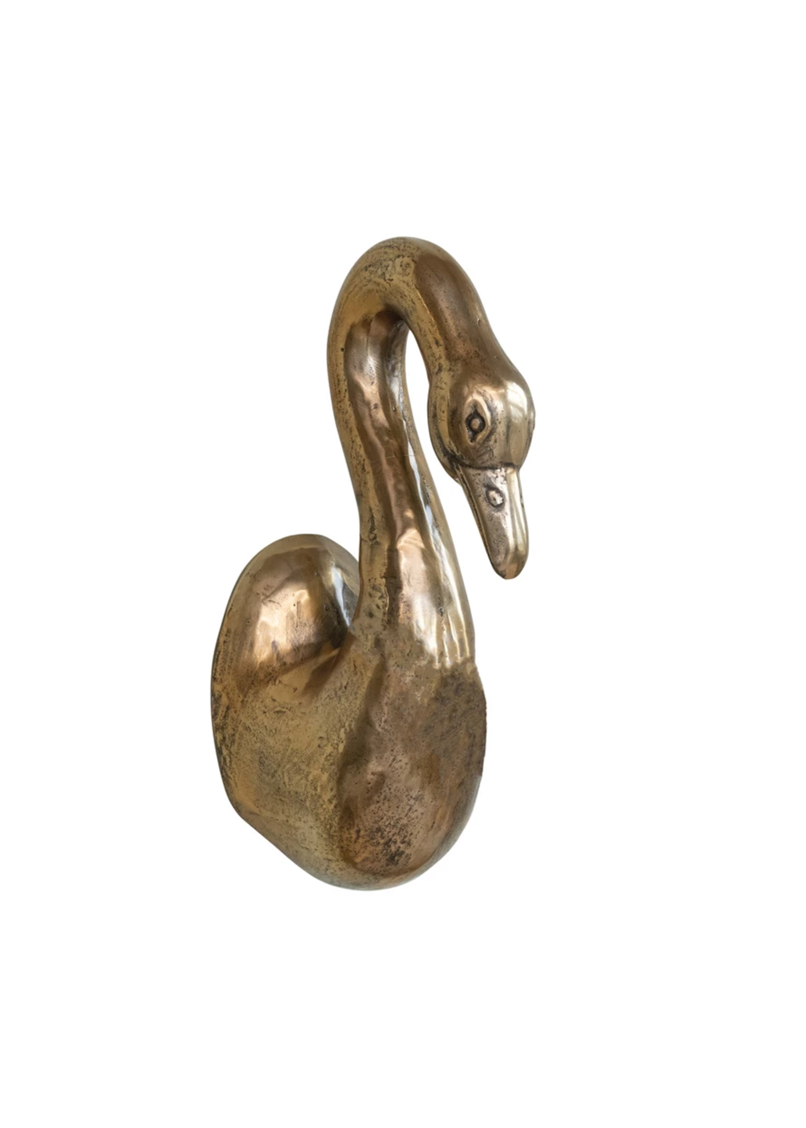 Cast Aluminum Goose Head Wall Décor, Antique Gold Finish