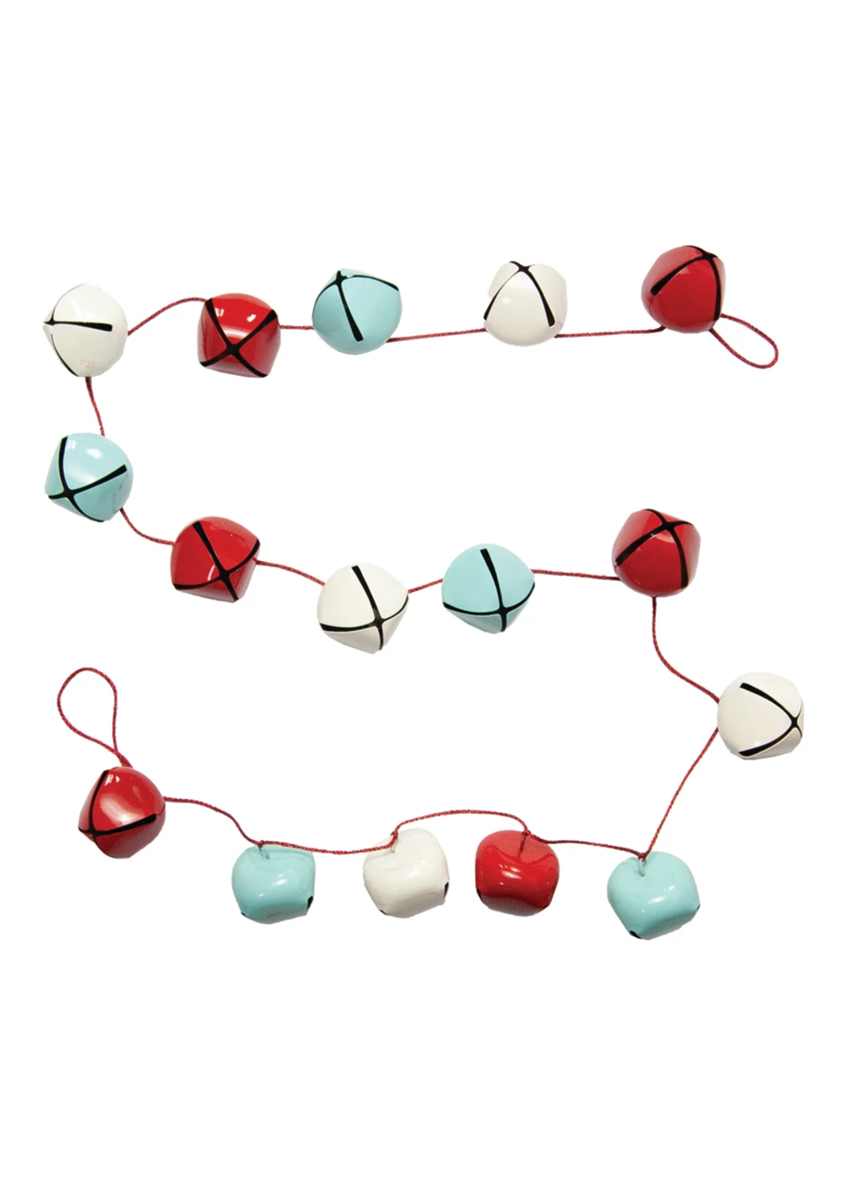 72"L x 2"H Metal Jingle Bell Garland, Red, Blue & White