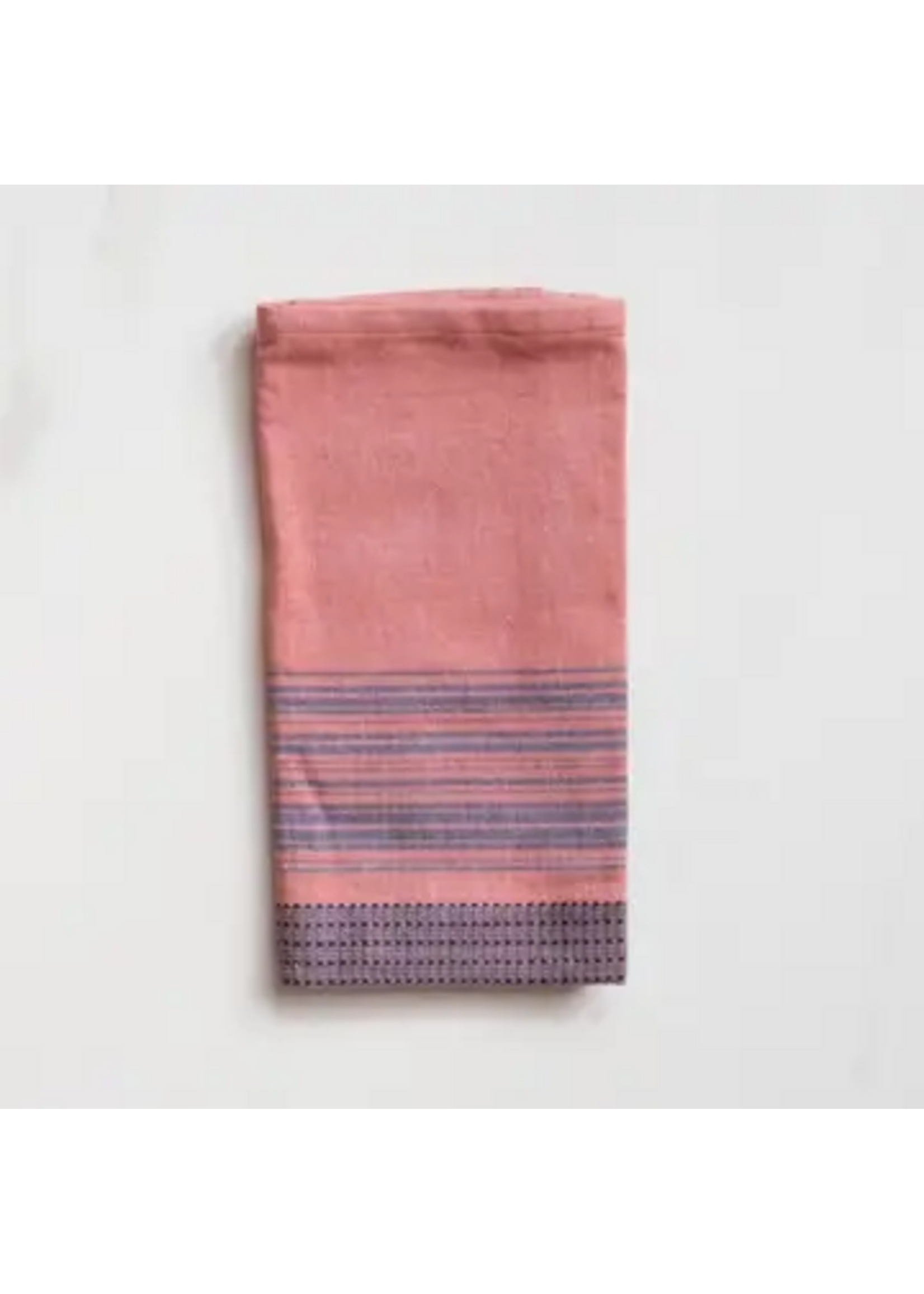 Sobremesa Pink with Blue Stripes Cotton Dinner Napkin, Table Linens (set of 4)