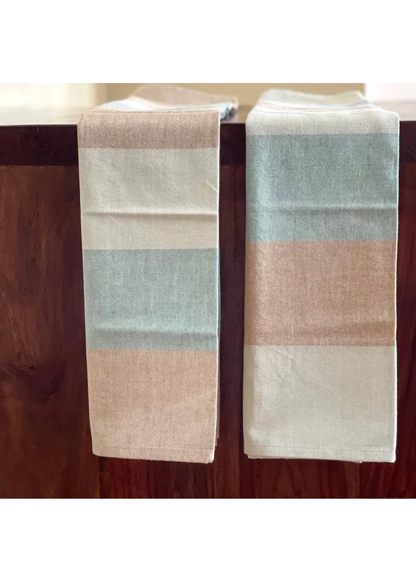 Sobremesa Green Stripes Cotton Tea Towels Kitchen Essential - Set of 2