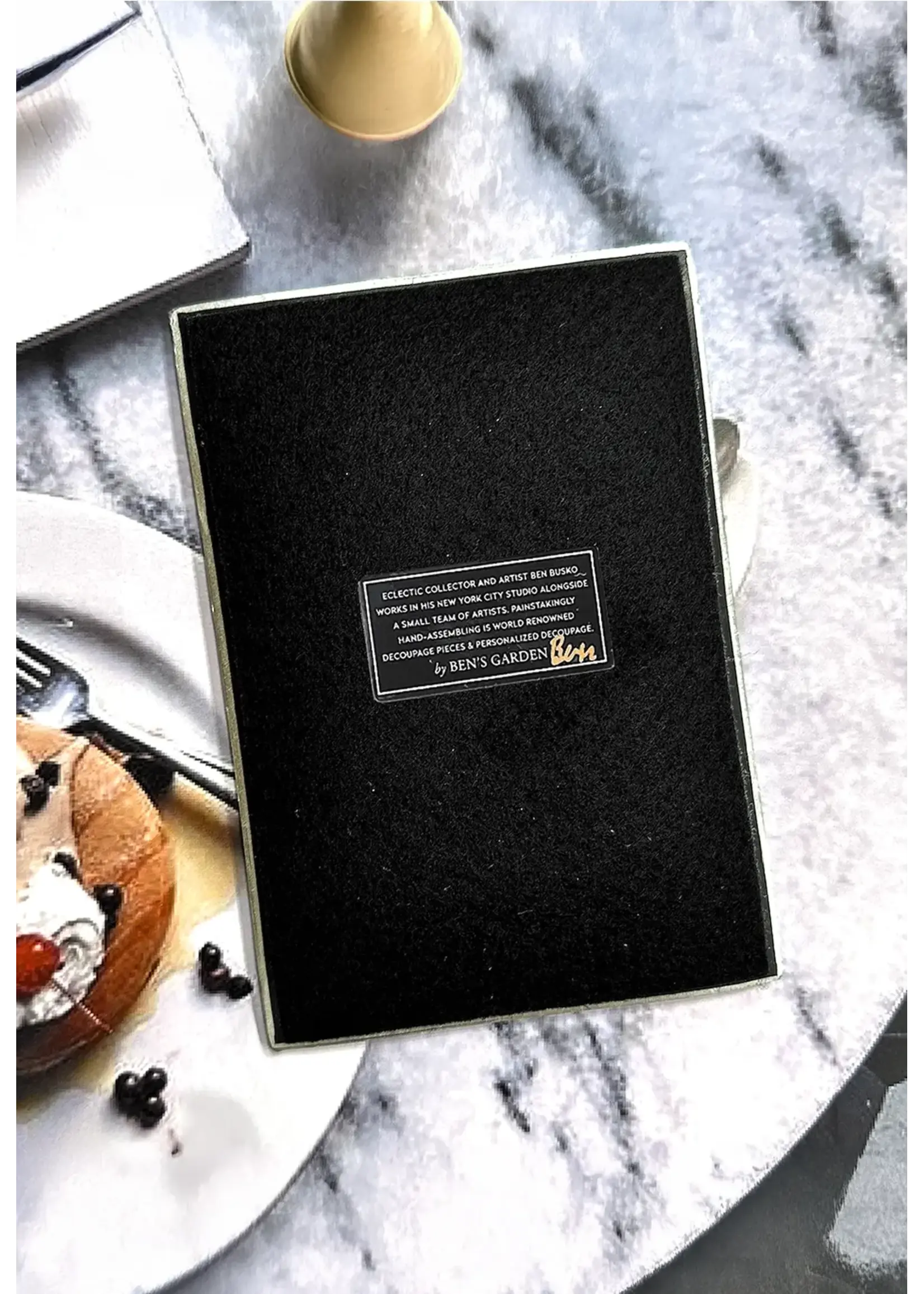 Ben's Garden Blue Butterflies Decoupage Glass Tray (6x10)