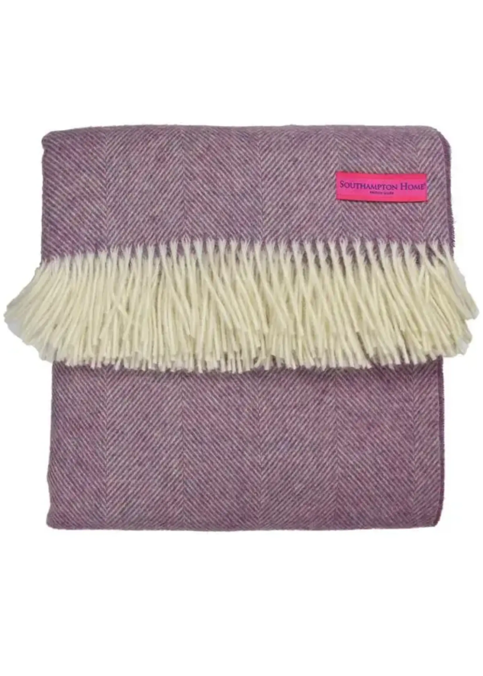 Prince of Scots Shetland Lambswool Herringbone Throw - Petal Pink