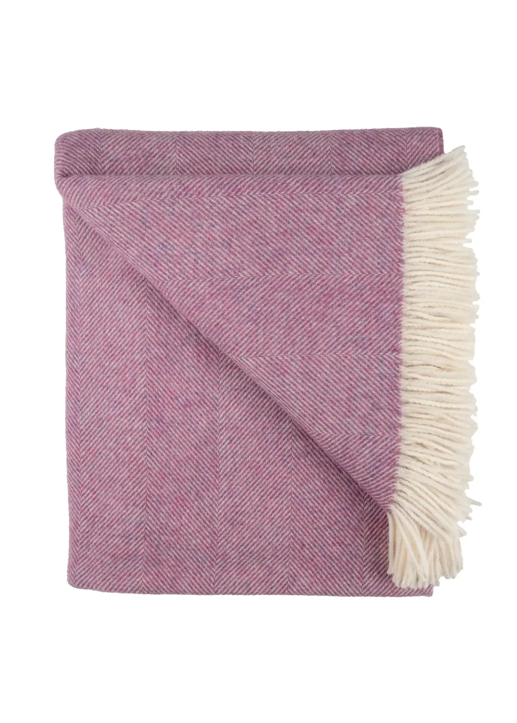 Prince of Scots Shetland Lambswool Herringbone Throw - Petal Pink