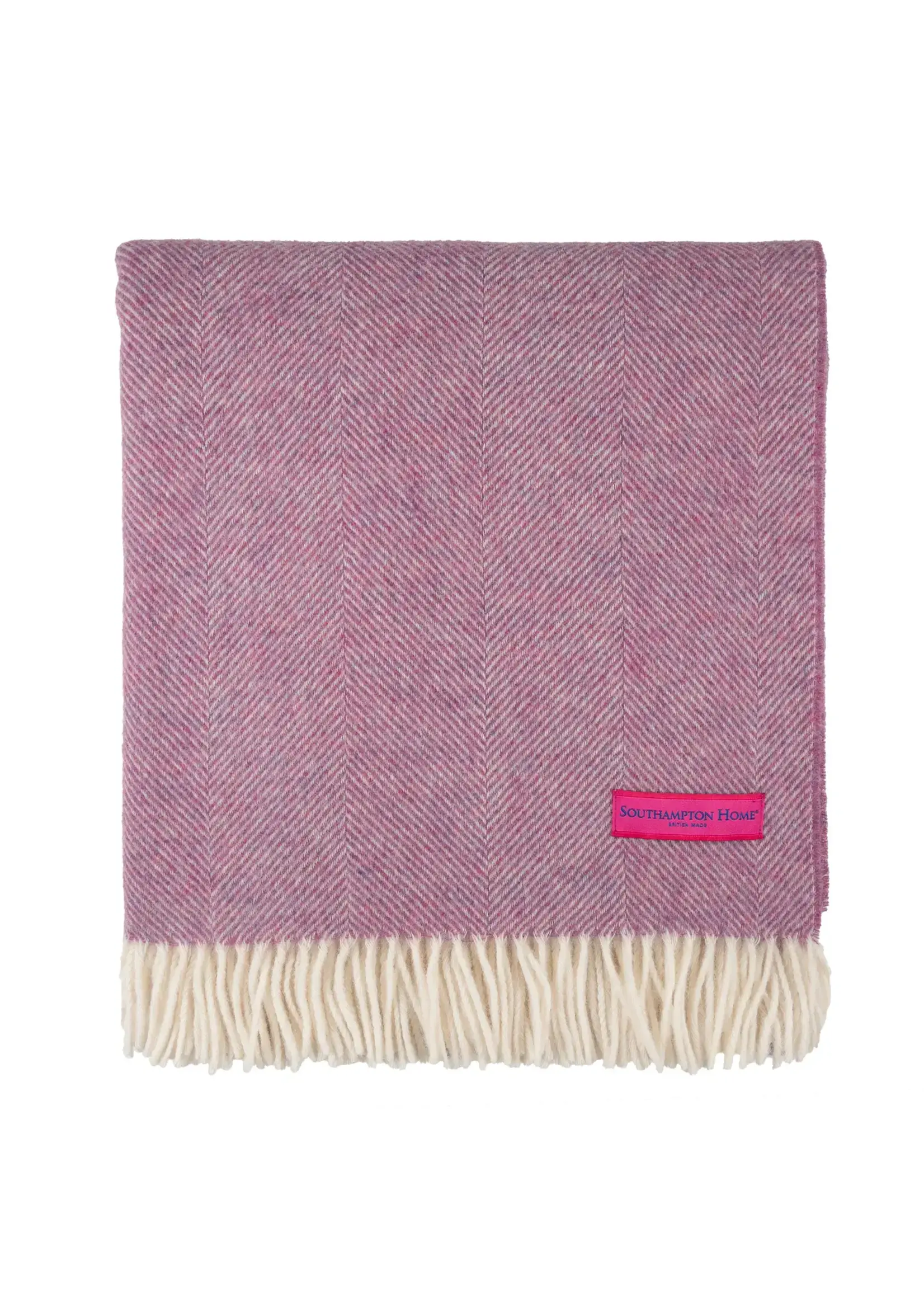 Prince of Scots Shetland Lambswool Herringbone Throw - Petal Pink