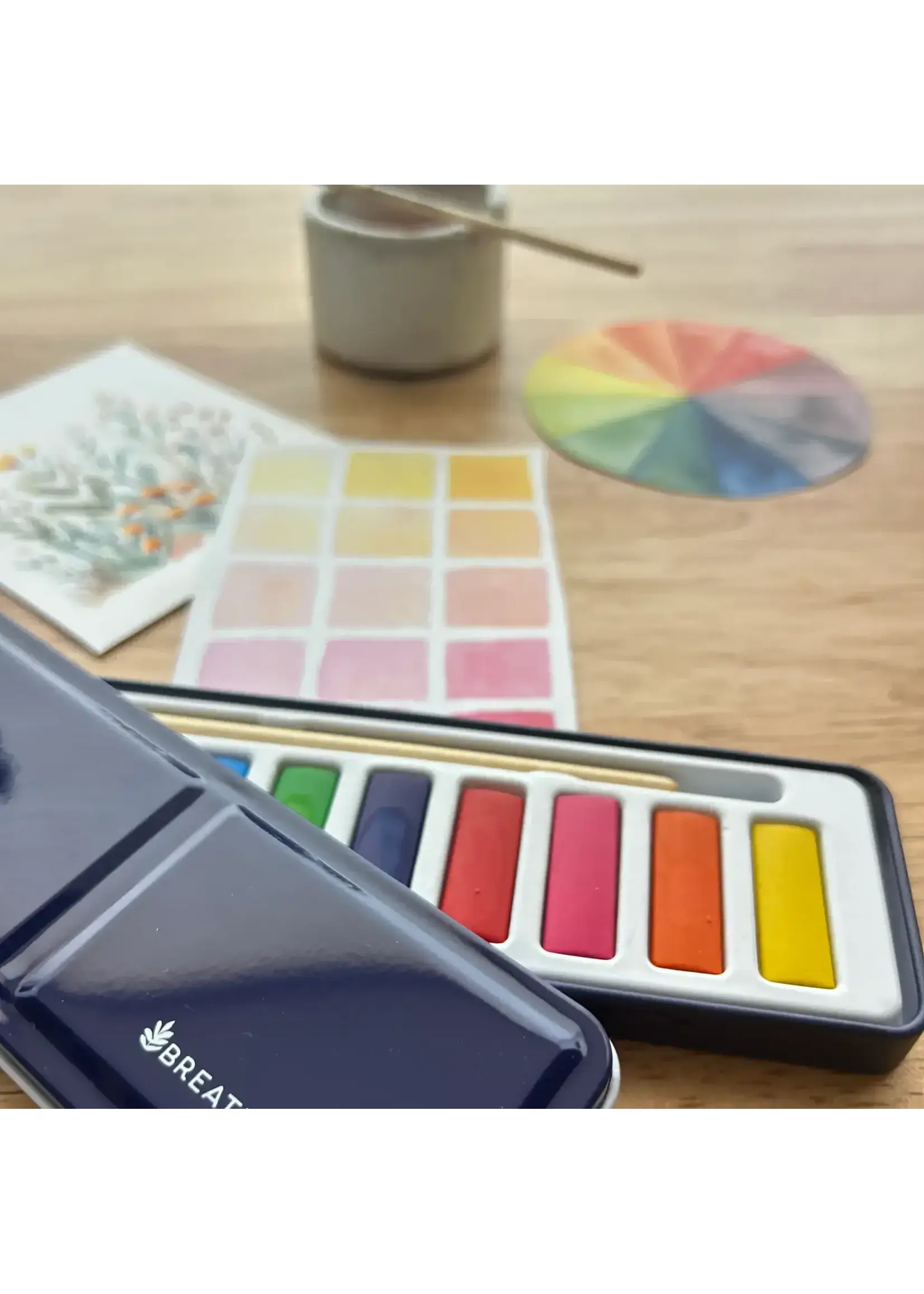 Breathe People Watercolor Set- 12 Artist Grade Colors + Wood Brush