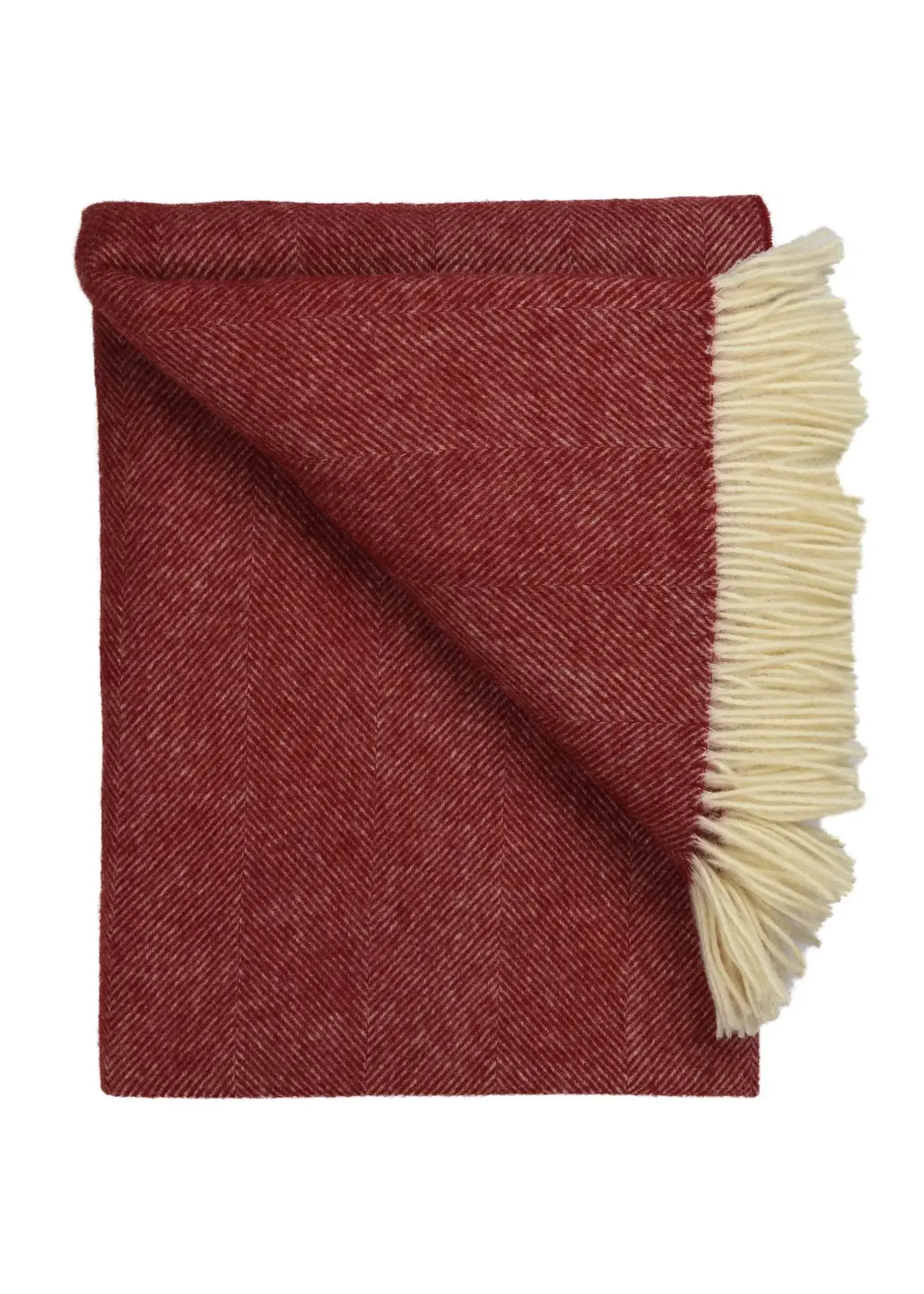 Prince of Scots Shetland Lambswool Herringbone Throw - Cherry
