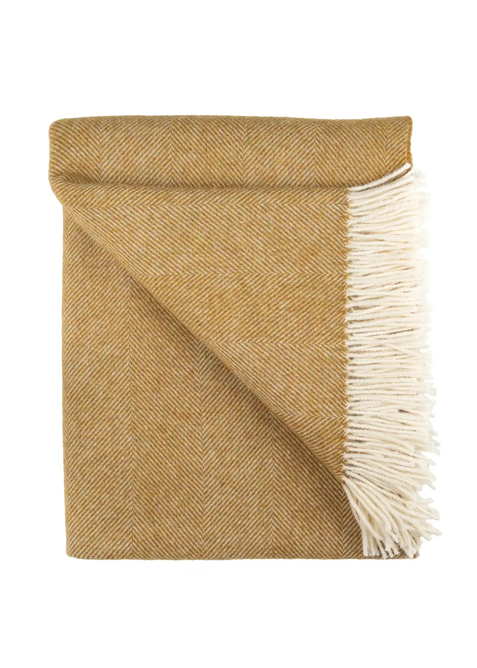 Prince of Scots Shetland Lambswool Herringbone Throw - Gold