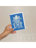 Seedlings Blue Flower Bouquet Thank You Card