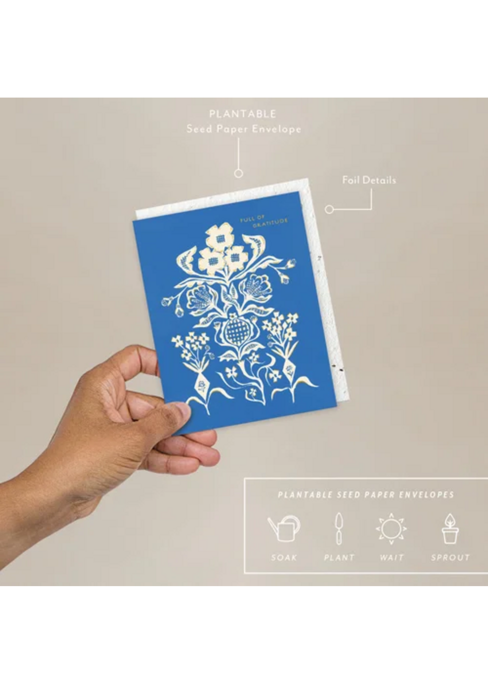 Seedlings Blue Flower Bouquet Thank You Card