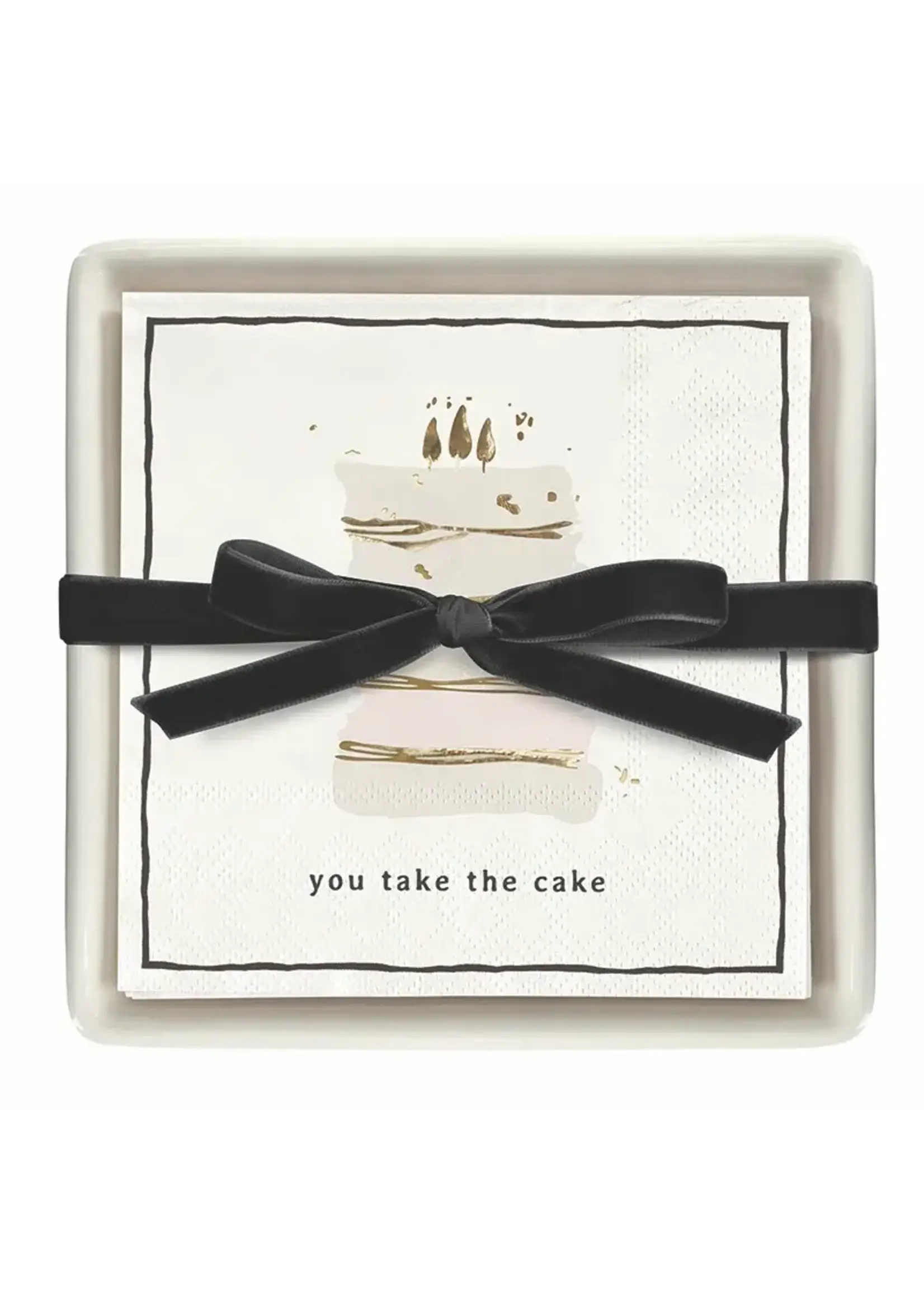Santa Barbara Ceramic Guest Napkin Tray + Napkins - Cake + Cocktails