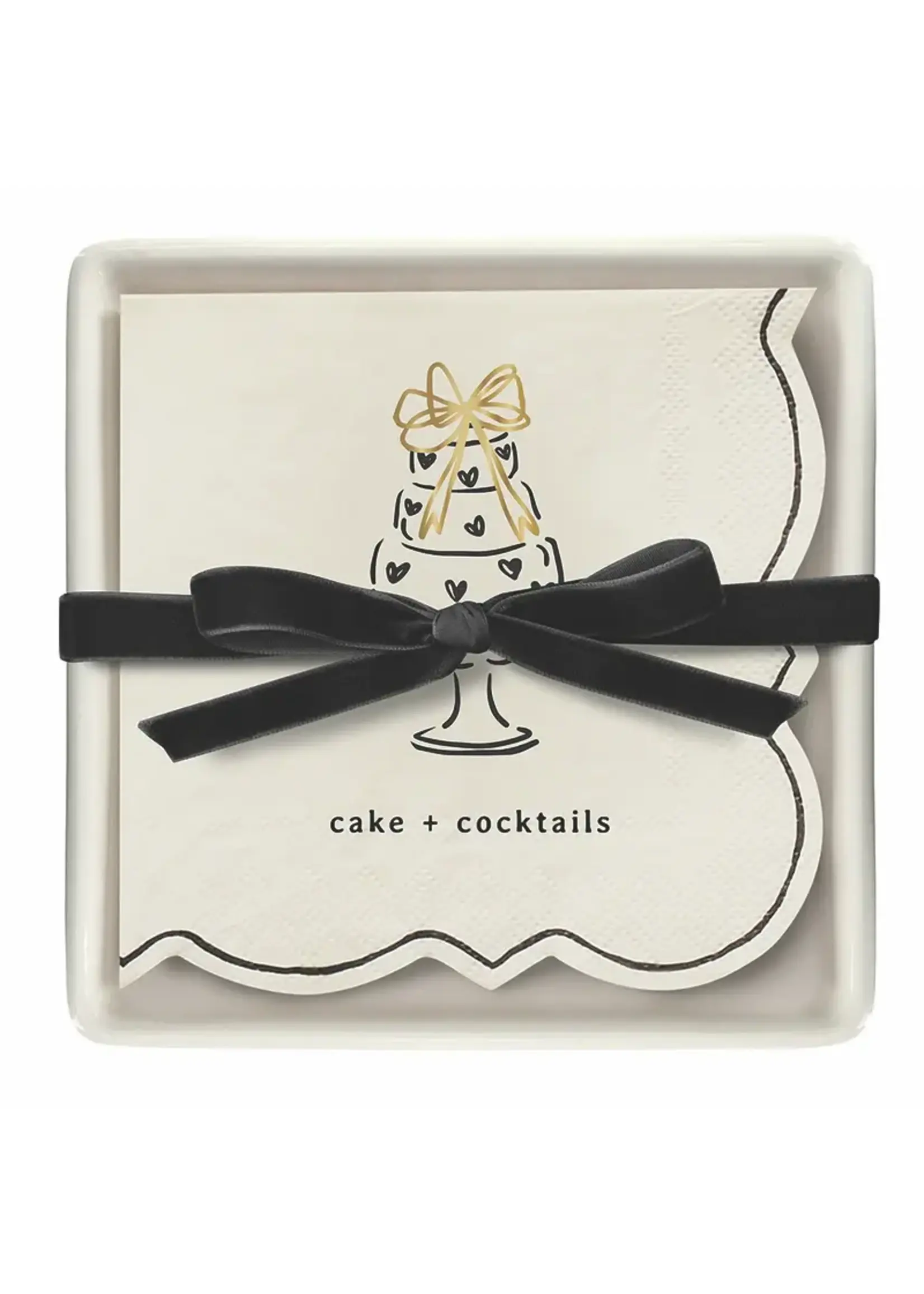 Santa Barbara Ceramic Guest Napkin Tray + Napkins - Cake + Cocktails