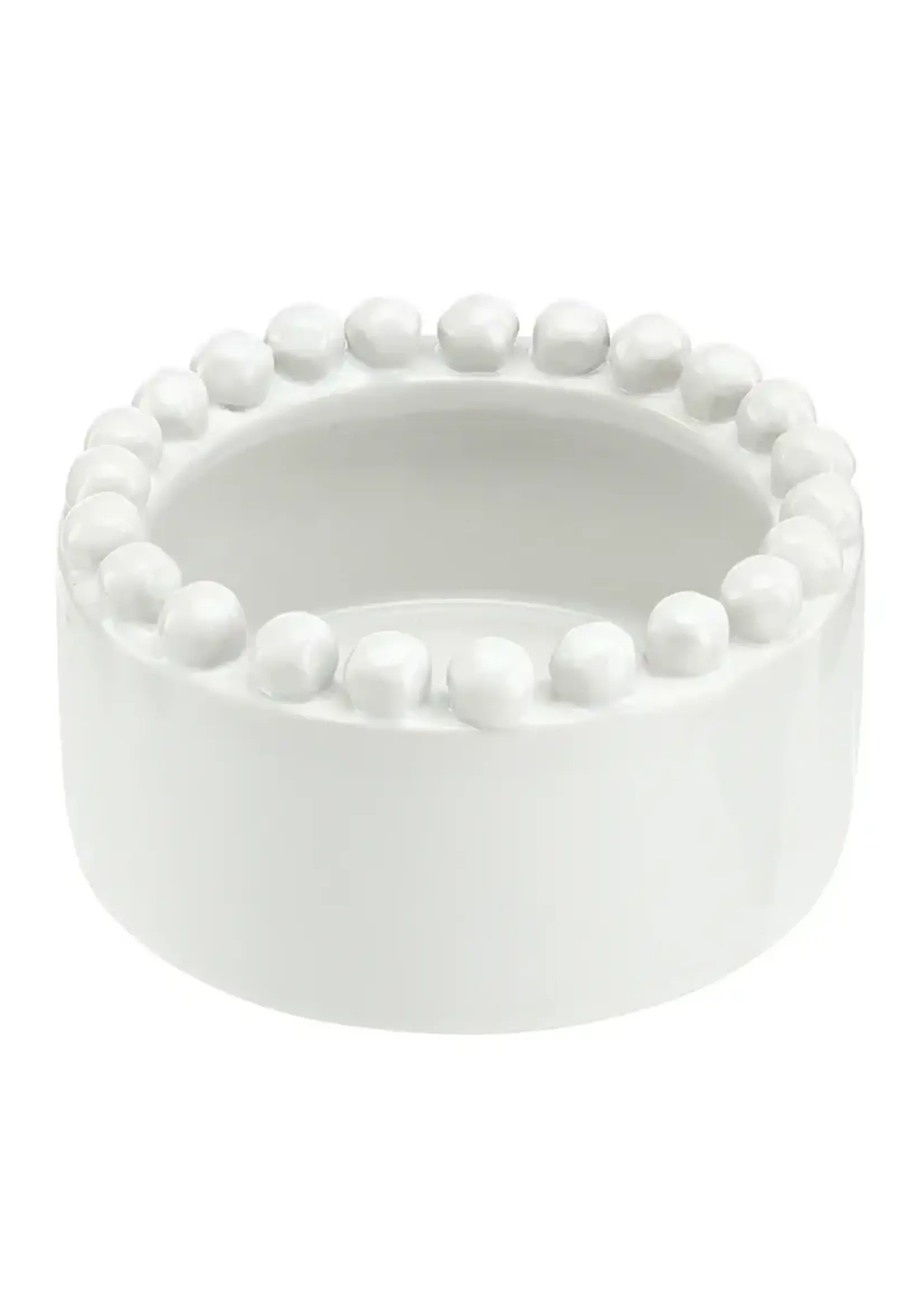 Santa Barbara Ceramic Beaded Wine Coaster - White