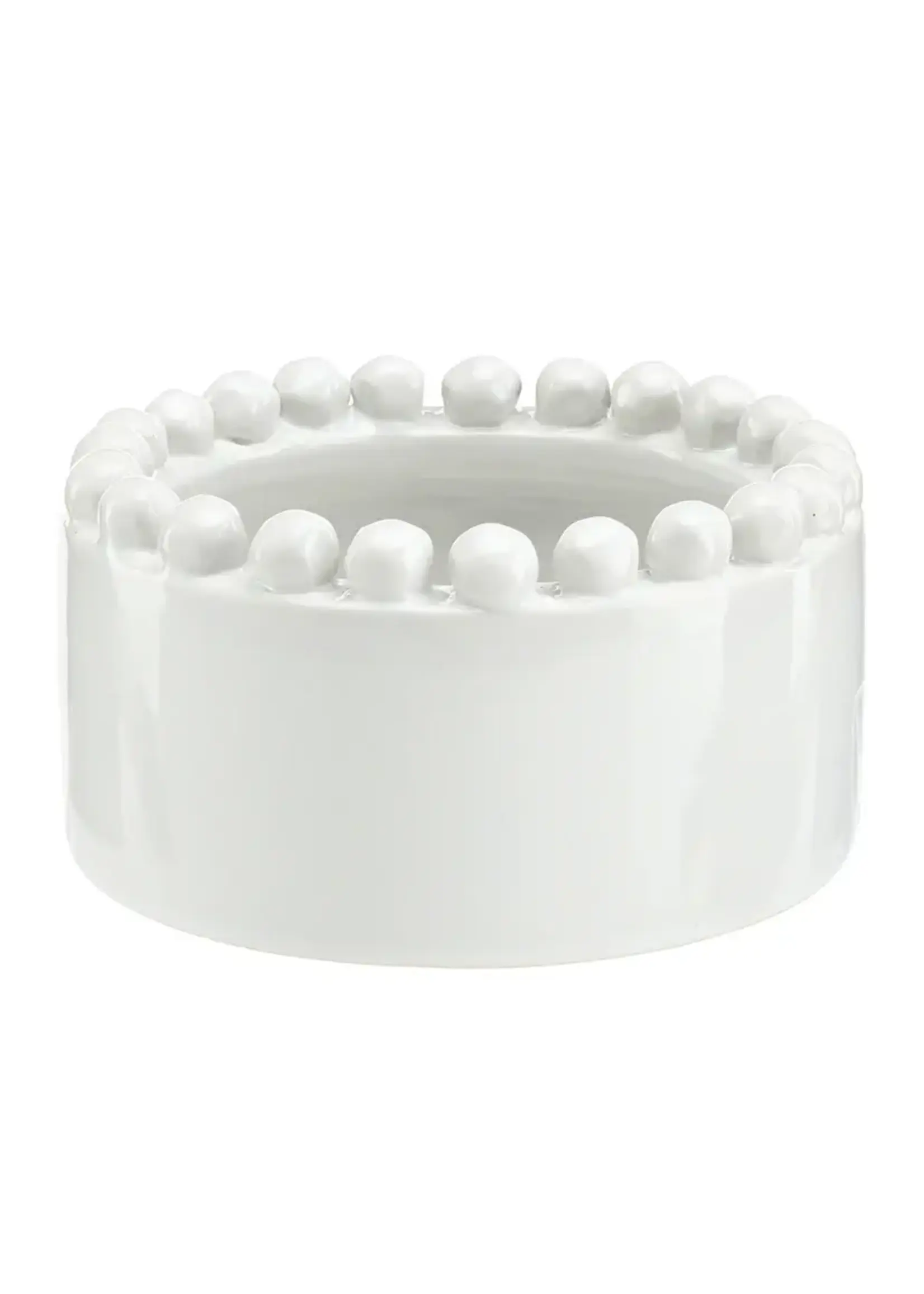 Santa Barbara Ceramic Beaded Wine Coaster - White