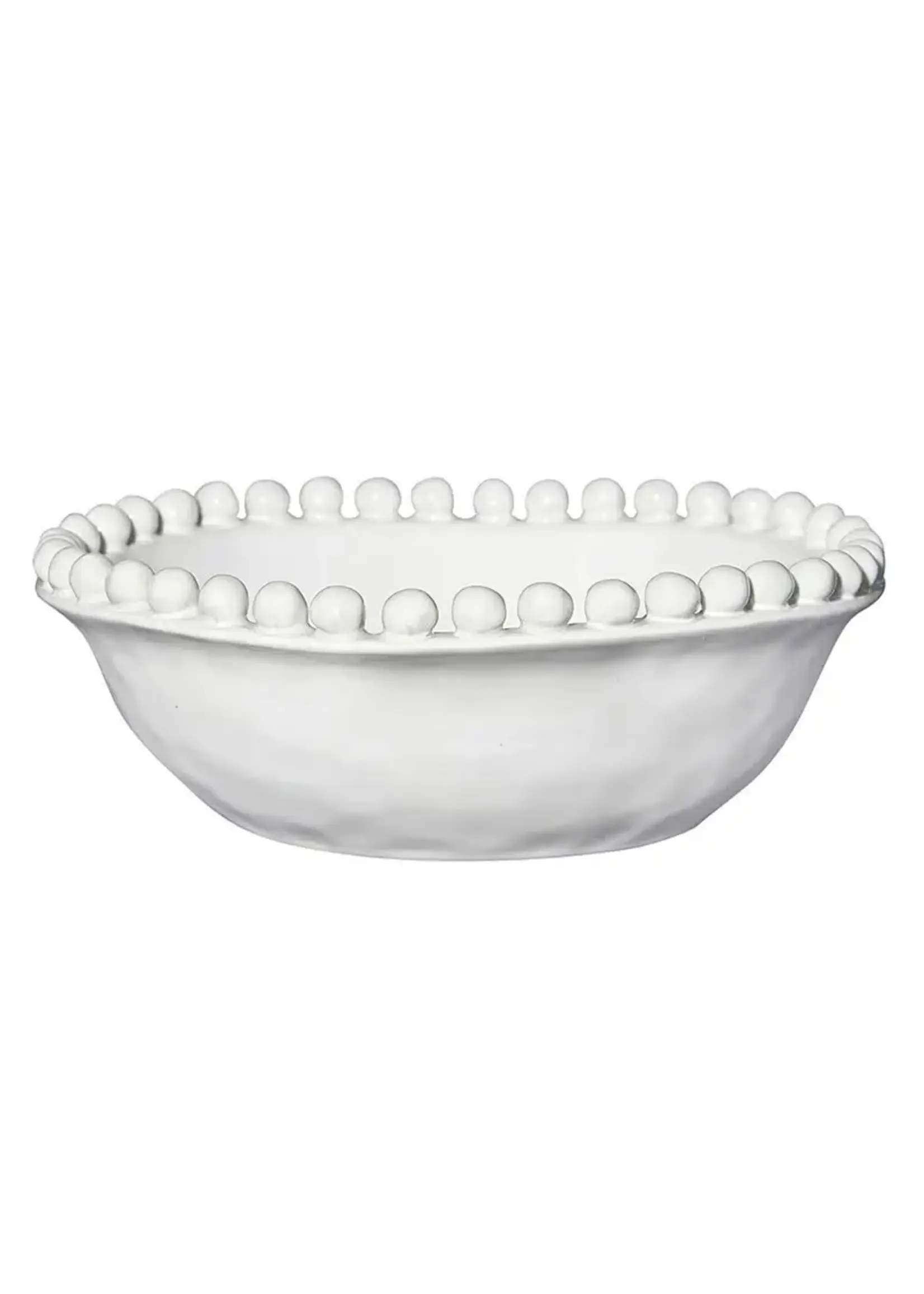 Santa Barbara Beaded Bowl White - 8" (Large)