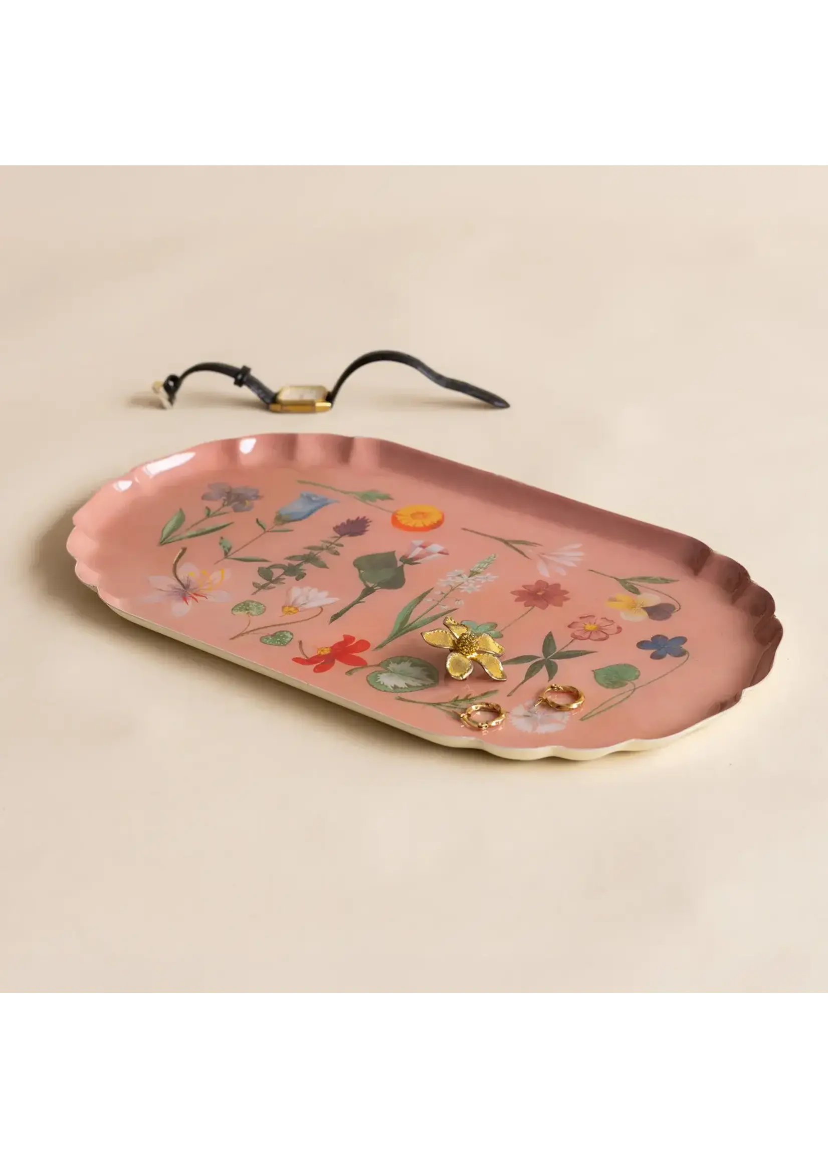 Rommytown Scalloped Enamel Tray - Festival of Flowers