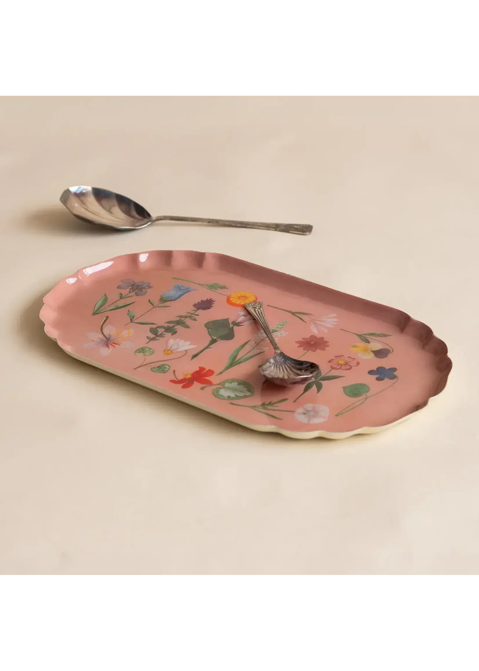 Rommytown Scalloped Enamel Tray - Festival of Flowers