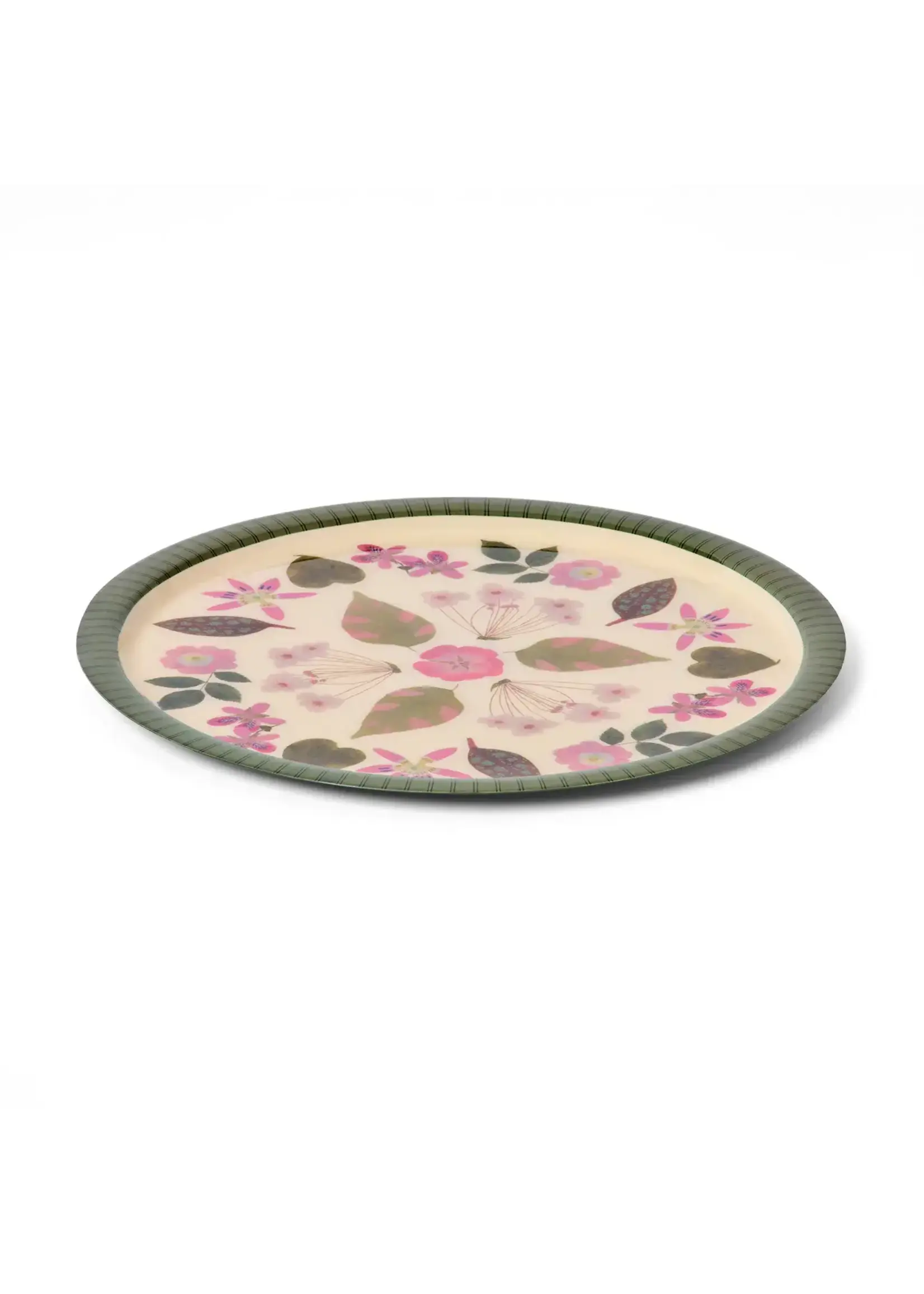 Rommytown Large Round Enamel Serving Tray - Living Herbarium