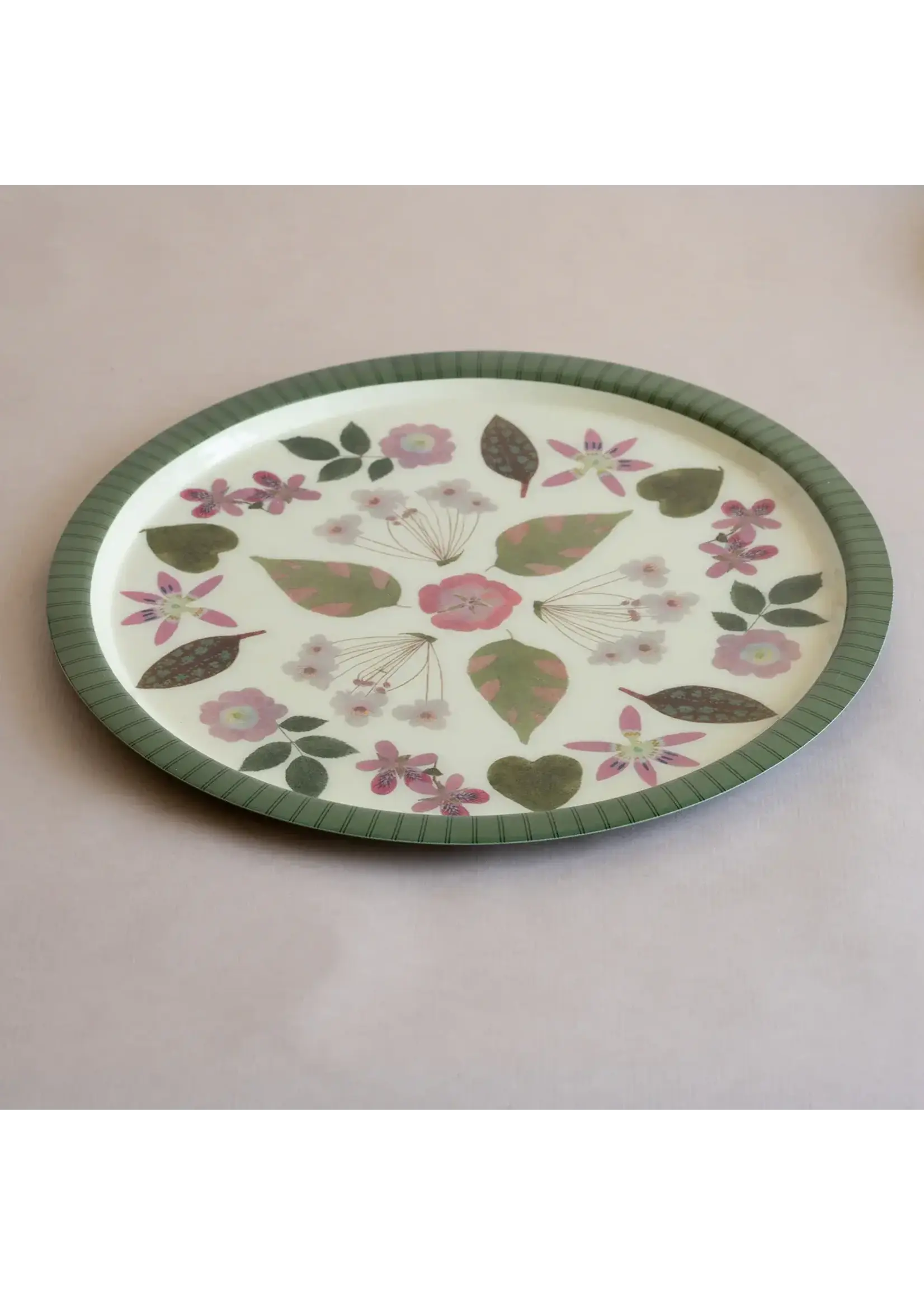 Rommytown Large Round Enamel Serving Tray - Living Herbarium