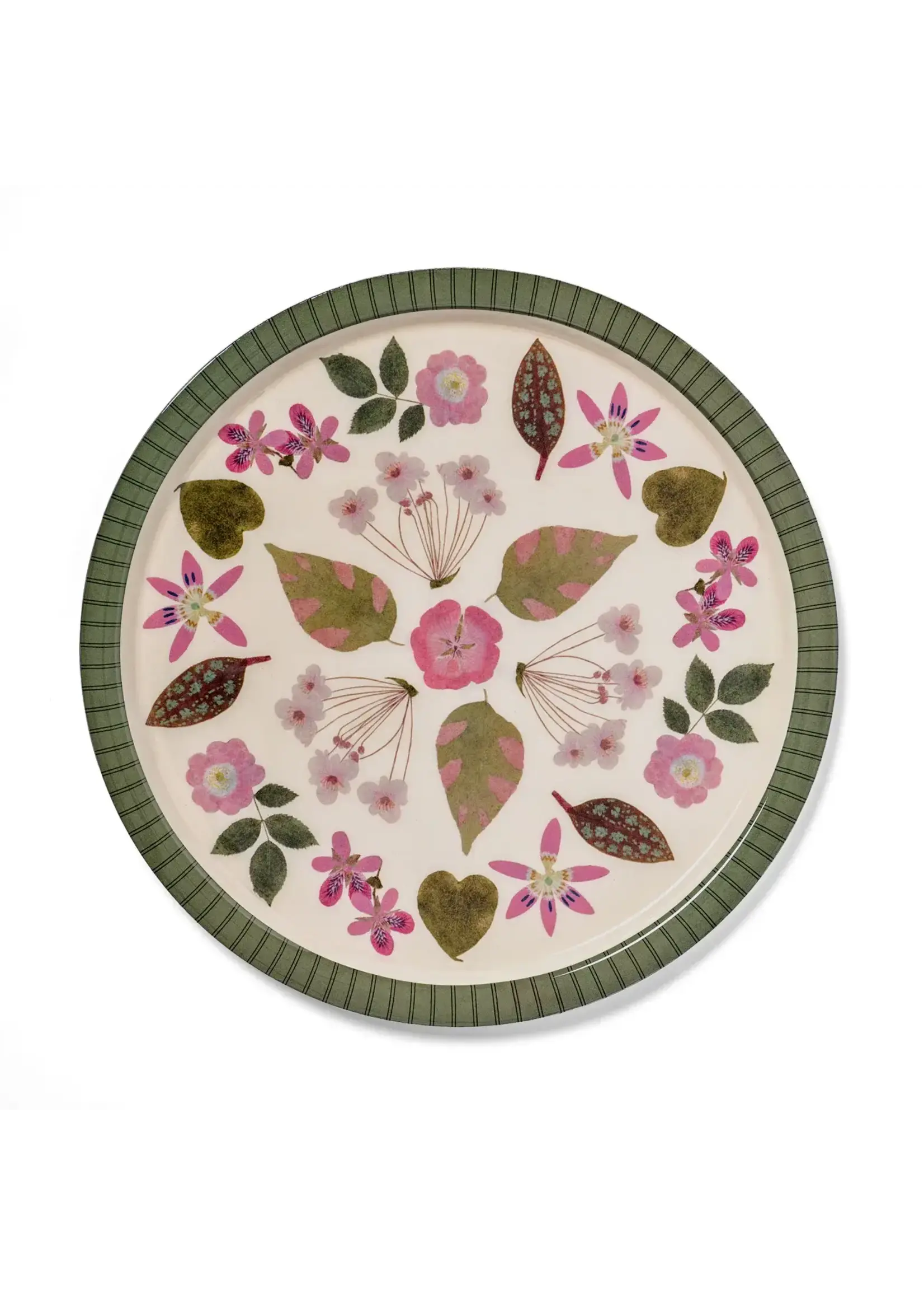 Rommytown Large Round Enamel Serving Tray - Living Herbarium