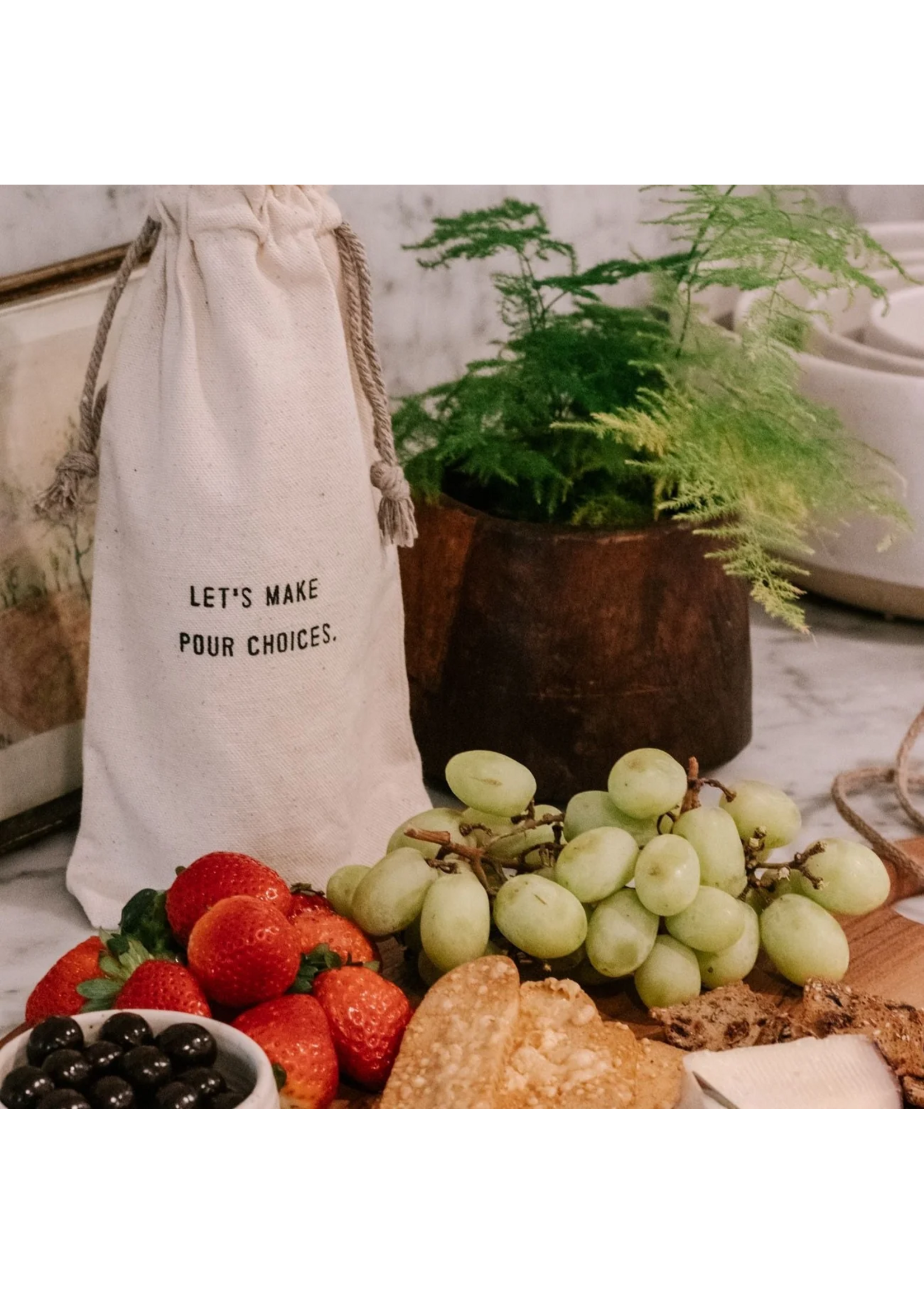 Let's make pour choices (Canvas Wine Bag)