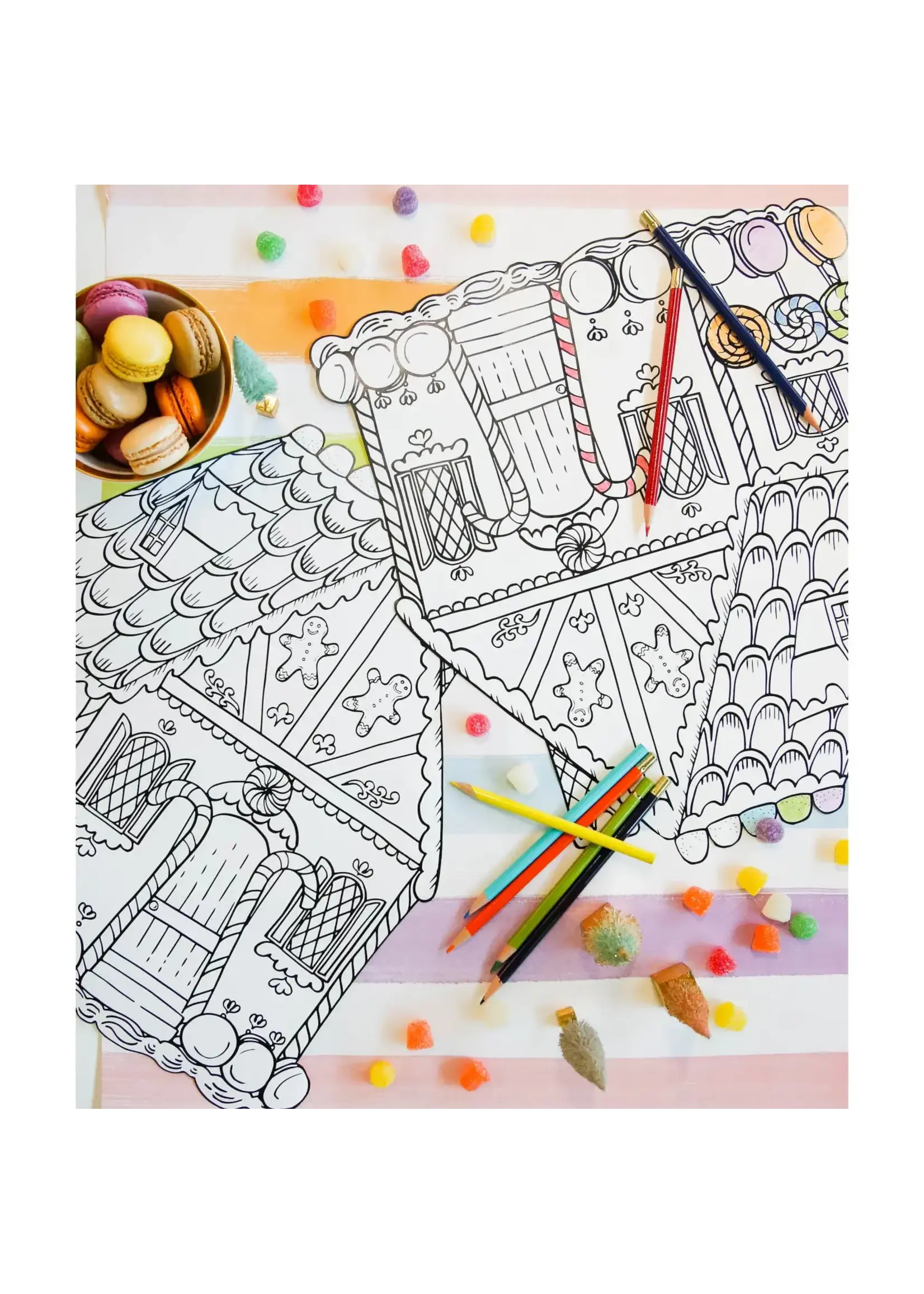 Die Cut Gingerbread House Coloring Placemat