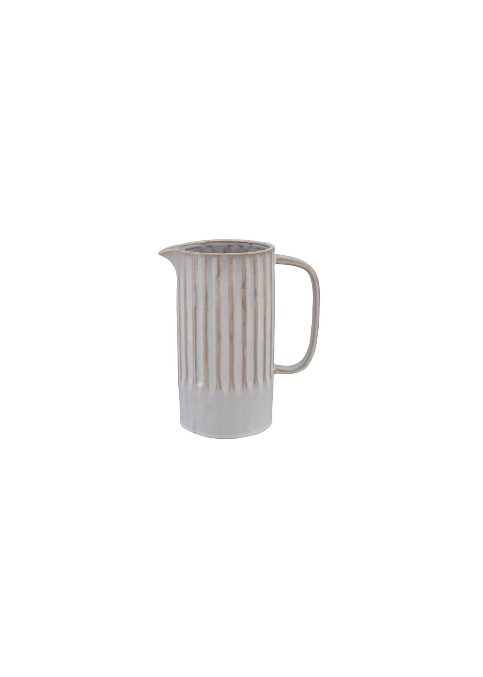 White Stoneware Ribbed Pitcher