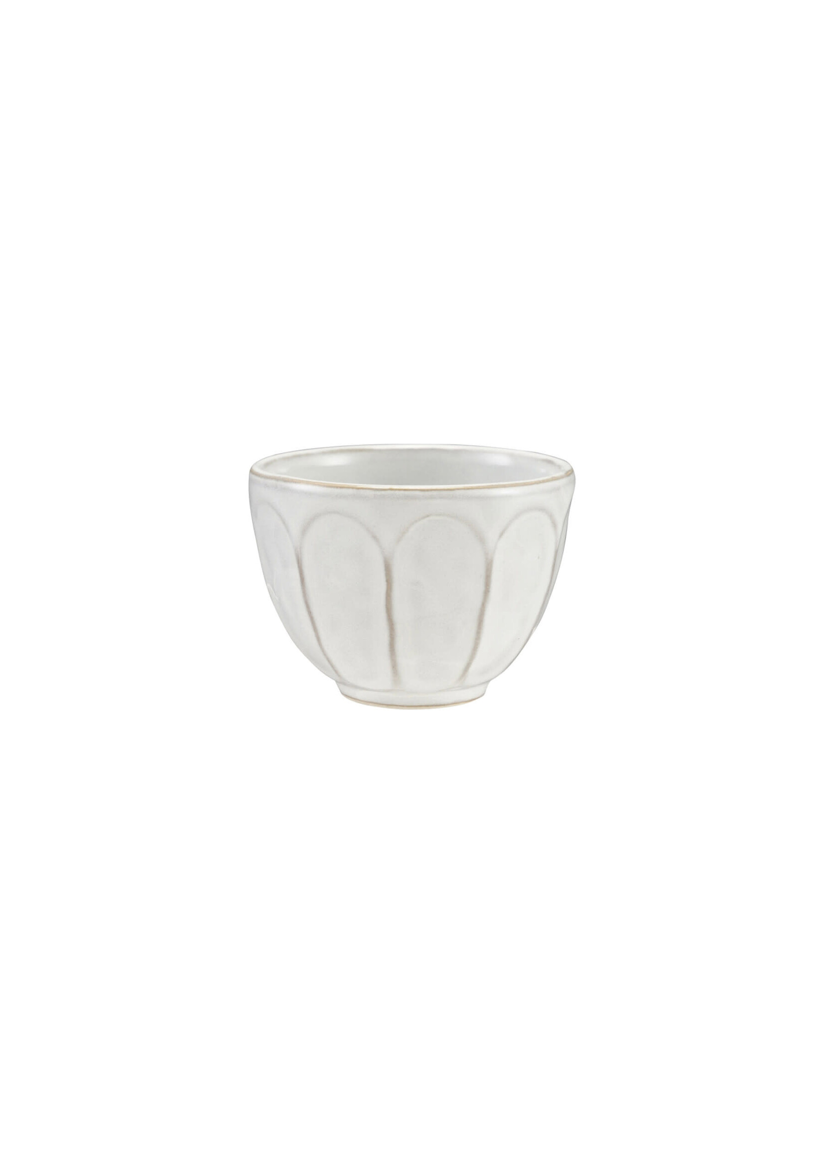 White Stoneware Ribbed Bowl,  (Each One Will Vary) SKU#DG2329