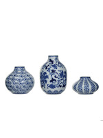 Hand-Stamped Stoneware Vases, Set of 3